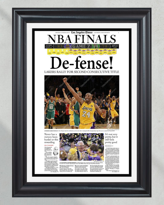 2010 Los Angeles LA Lakers NBA Championship Framed Print LA Times Newspaper Front Cover Kobe Bryant Staples Center - Title Game Frames