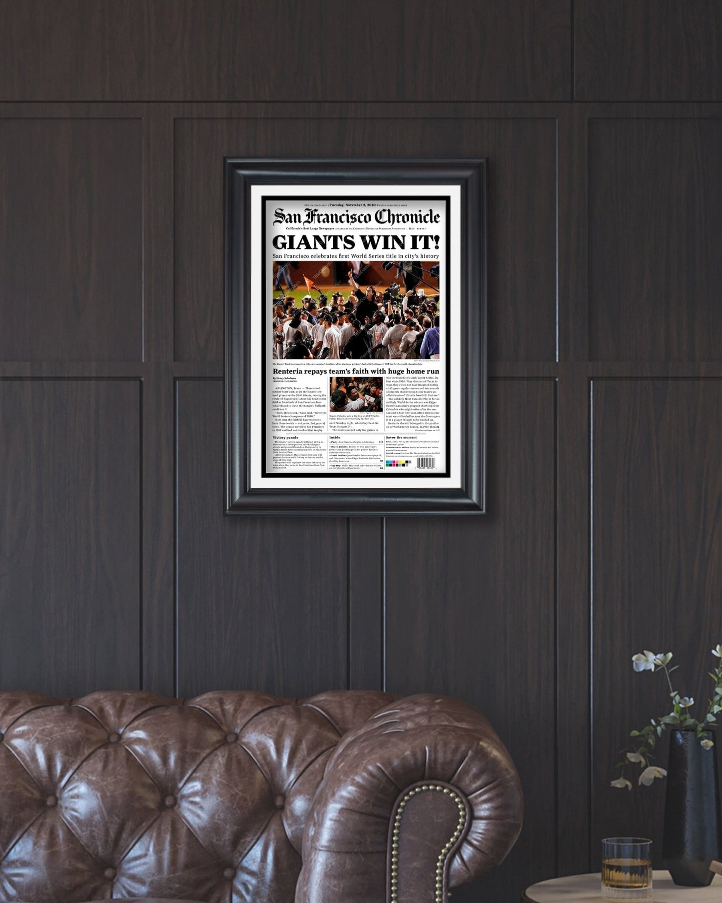 2010 San Francisco Giants Tim Lincecum World Series Framed Newspaper Front Page Print - Title Game Frames