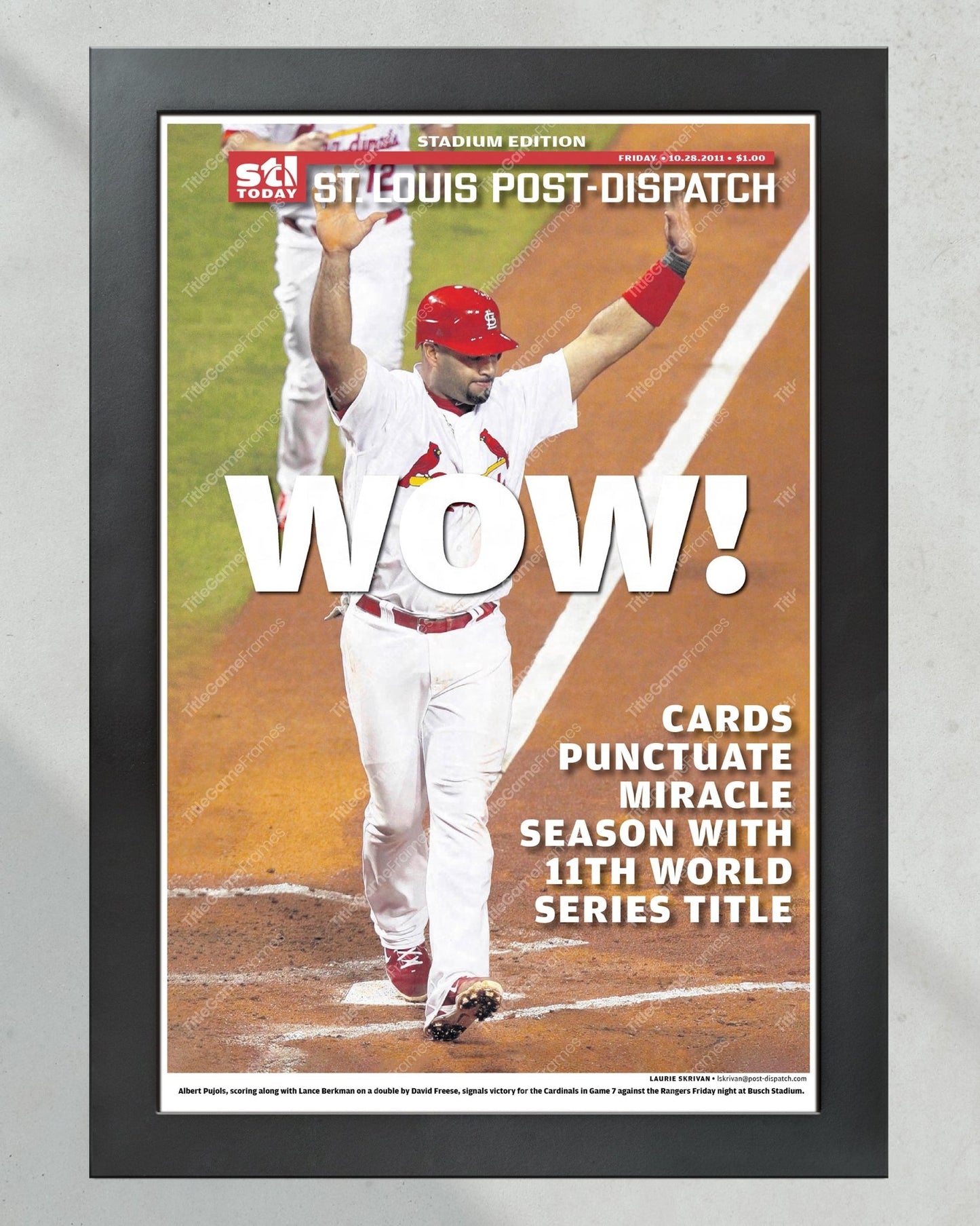 2011 Albert Pujols Saint Louis Cardinals World Series Framed Newspaper Cover Print - Title Game Frames