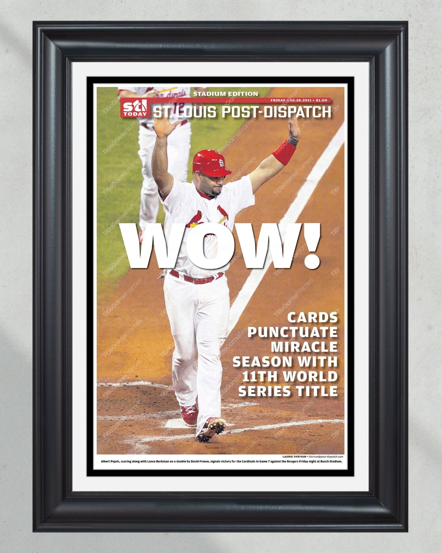 2011 Albert Pujols Saint Louis Cardinals World Series Framed Newspaper Cover Print - Title Game Frames