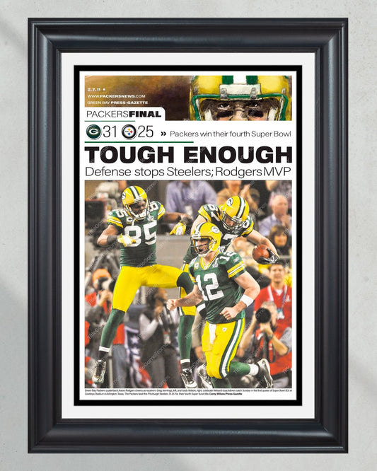 2011 Green Bay Packers Super Bowl Framed Newspaper Front Page Print Super Bowl XLV - Title Game Frames