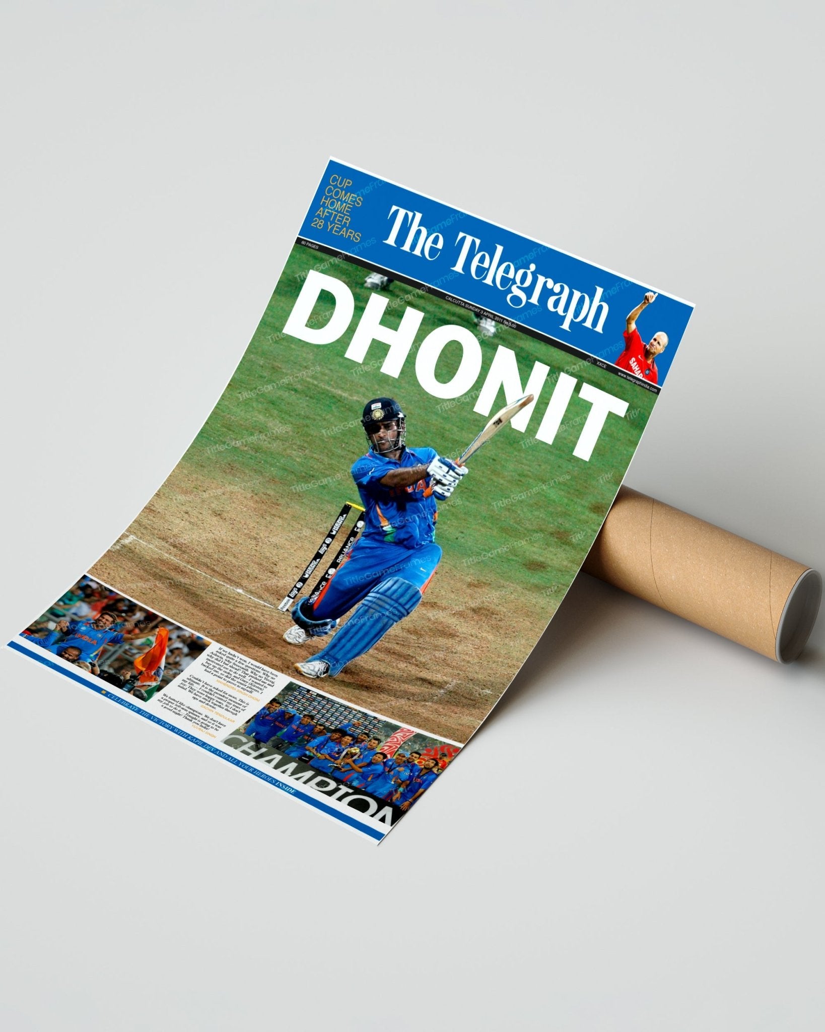 2011 India World Cup Cricket Champions Framed Front Page Newspaper Print Dhoni - Title Game Frames