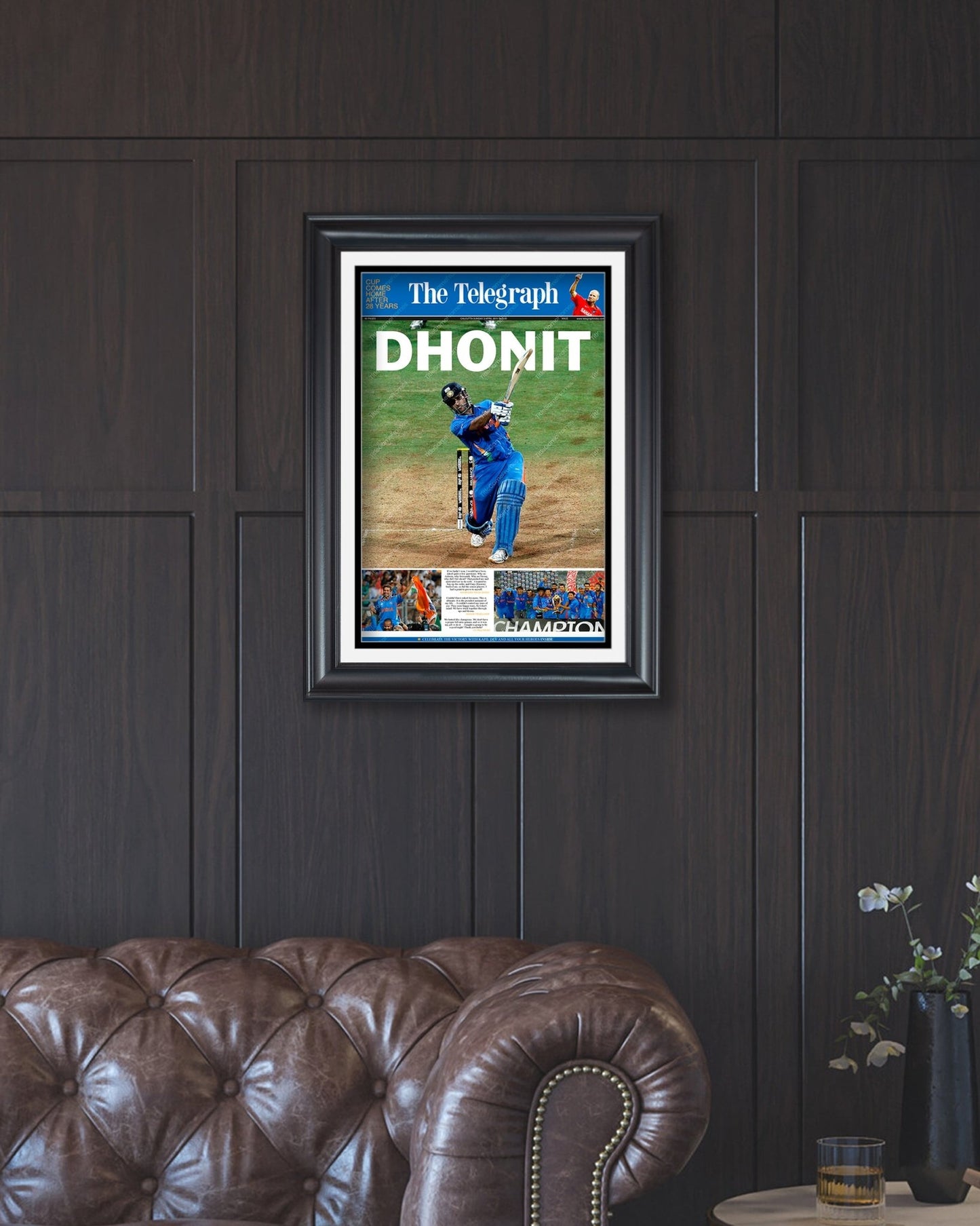 2011 India World Cup Cricket Champions Framed Front Page Newspaper Print Dhoni - Title Game Frames