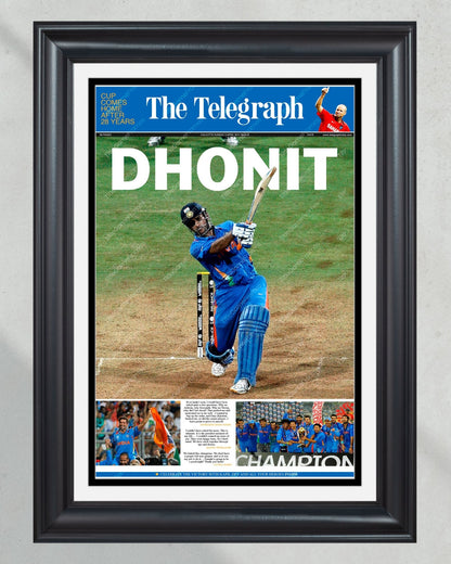 2011 India World Cup Cricket Champions Framed Front Page Newspaper Print Dhoni - Title Game Frames