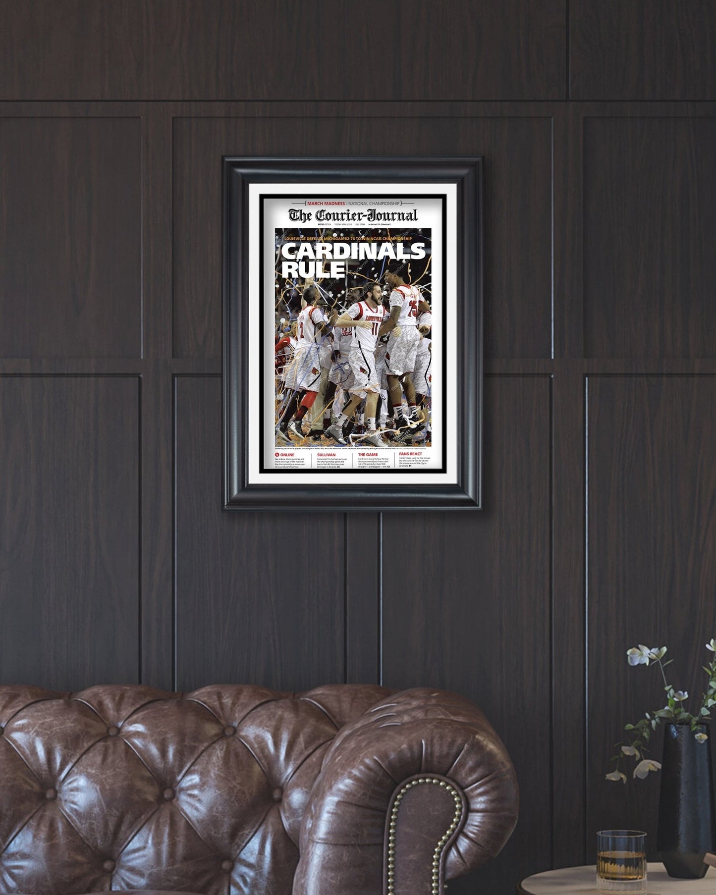 2013 Louisville Cardinals NCAA College Men’s Basketball Champions Framed Front Page Newspaper Print - Title Game Frames