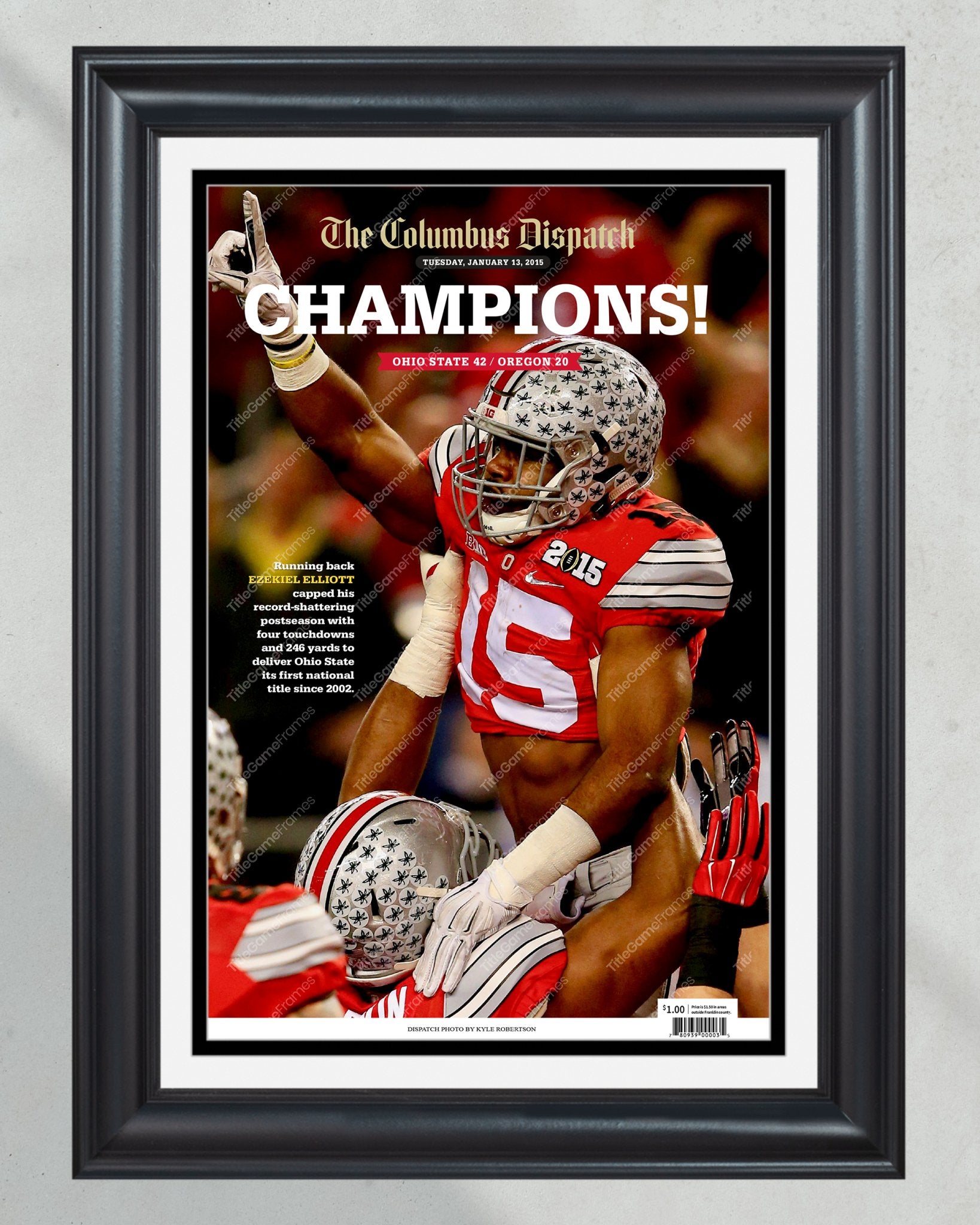 2014 Ohio State Buckeyes NCAA College Football National Champions Framed Front Page Newspaper Print - Title Game Frames