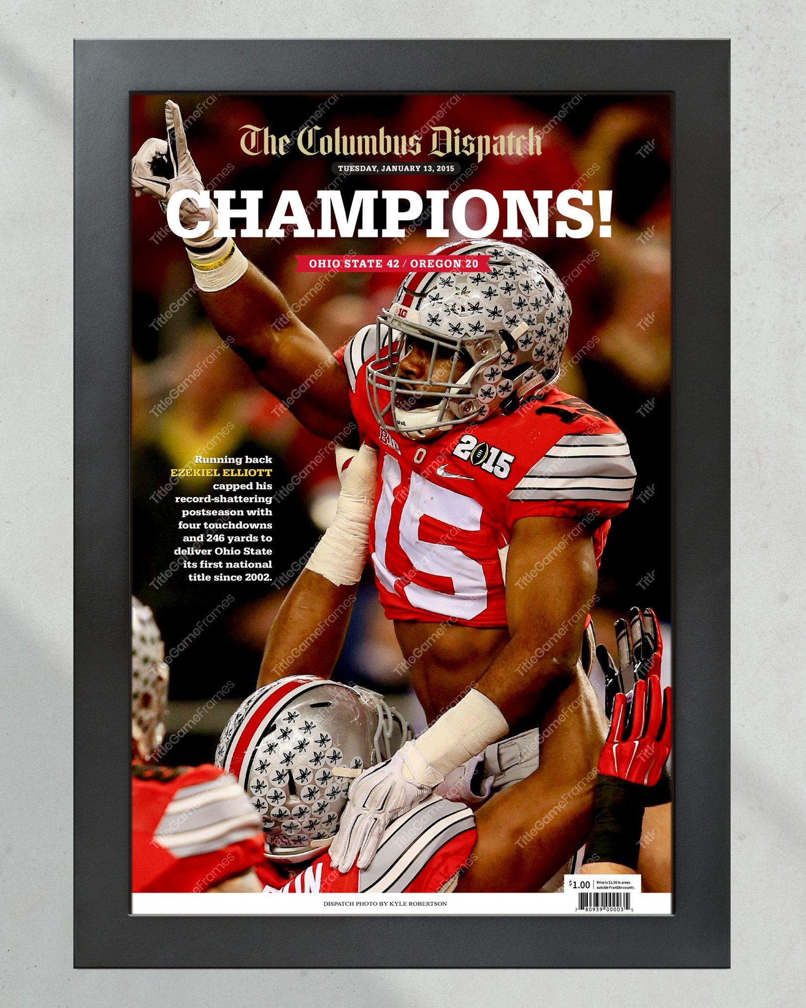 2014 Ohio State Buckeyes NCAA College Football National Champions Framed Front Page Newspaper Print - Title Game Frames