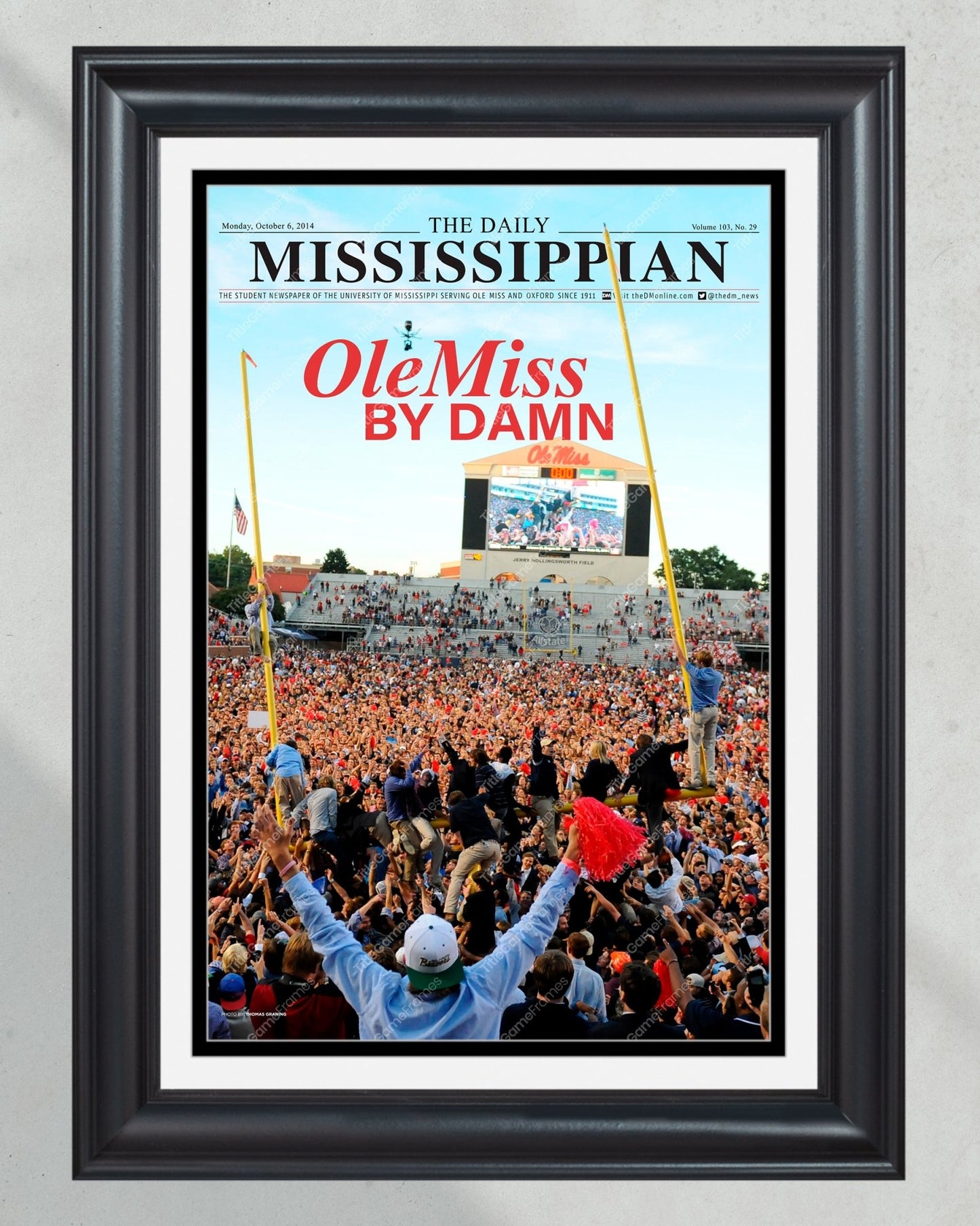 2014 Ole Miss Upsets Alabama Crimson Tide Framed Front Page Newspaper Print - Title Game Frames