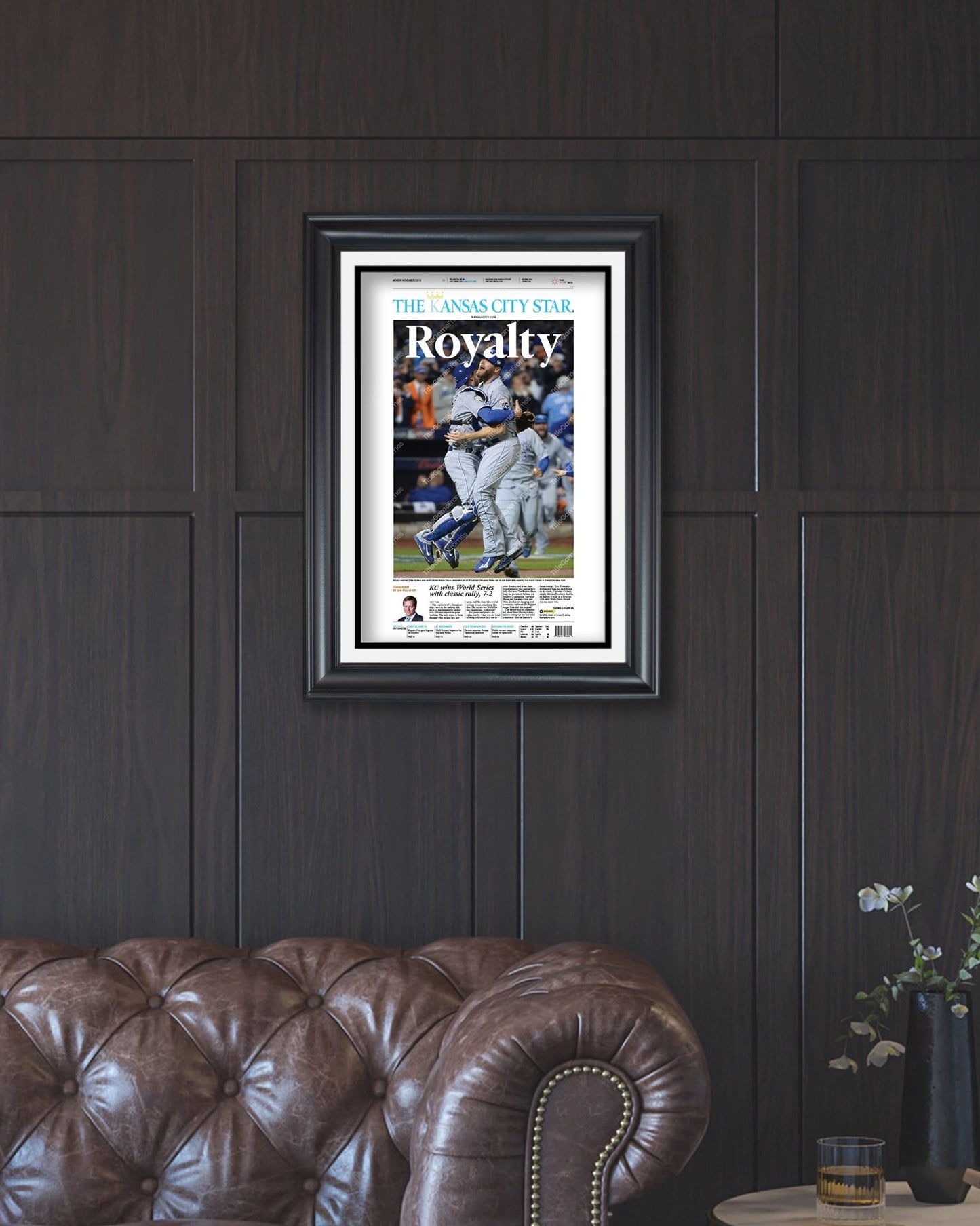 2015 Kansas City Royals World Series championship High Quality Framed Newspaper Print Kauffman Stadium - Title Game Frames