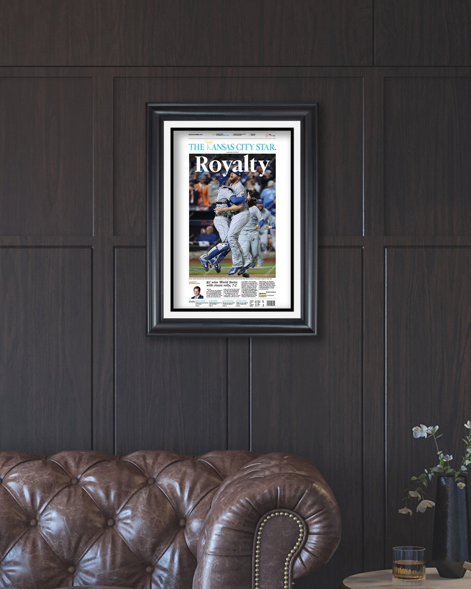 2015 Kansas City Royals World Series championship High Quality Framed Newspaper Print Kauffman Stadium - Title Game Frames