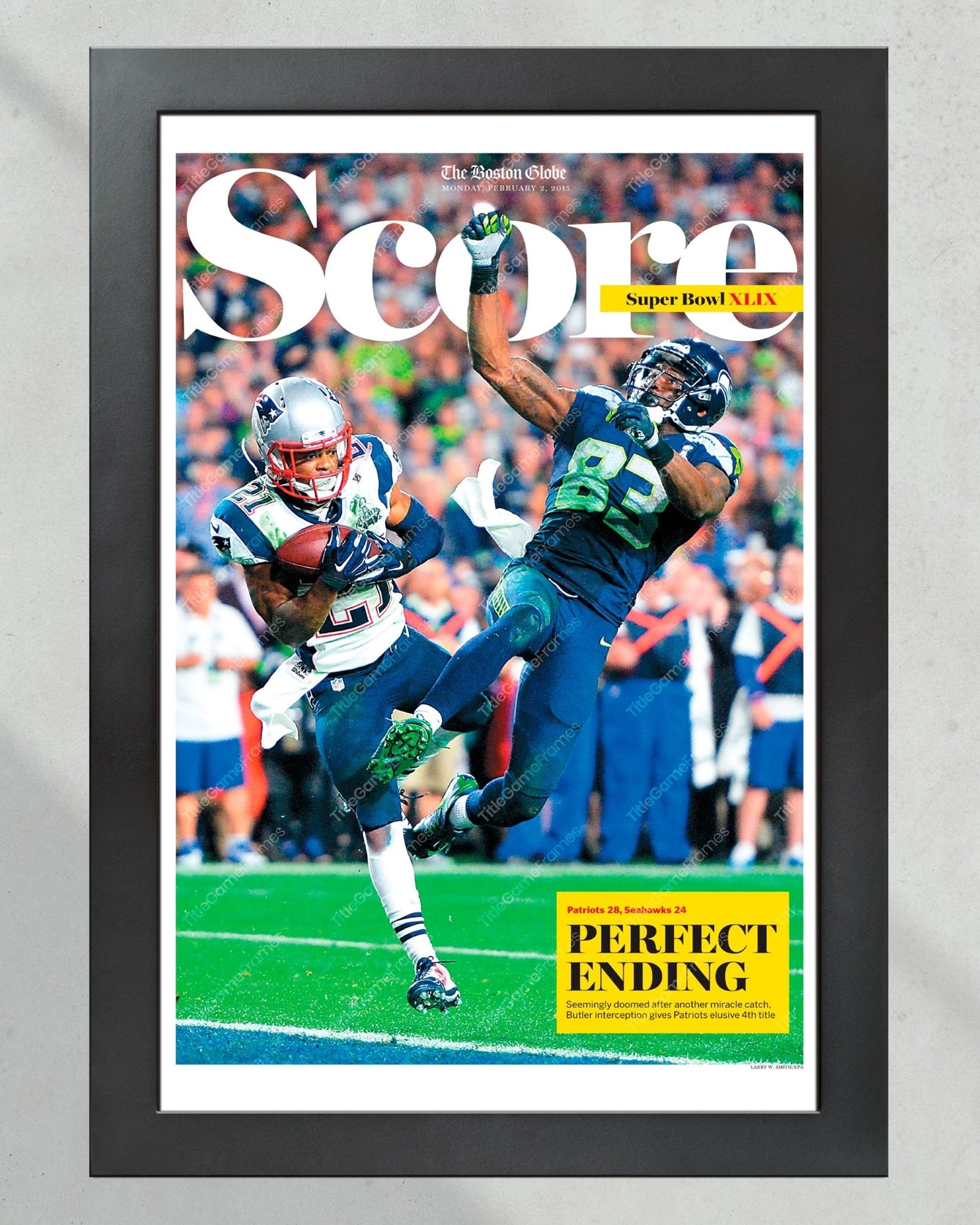 2015 New England Patriots Super Bowl XLIX Framed Newspaper Front Page Print - Title Game Frames