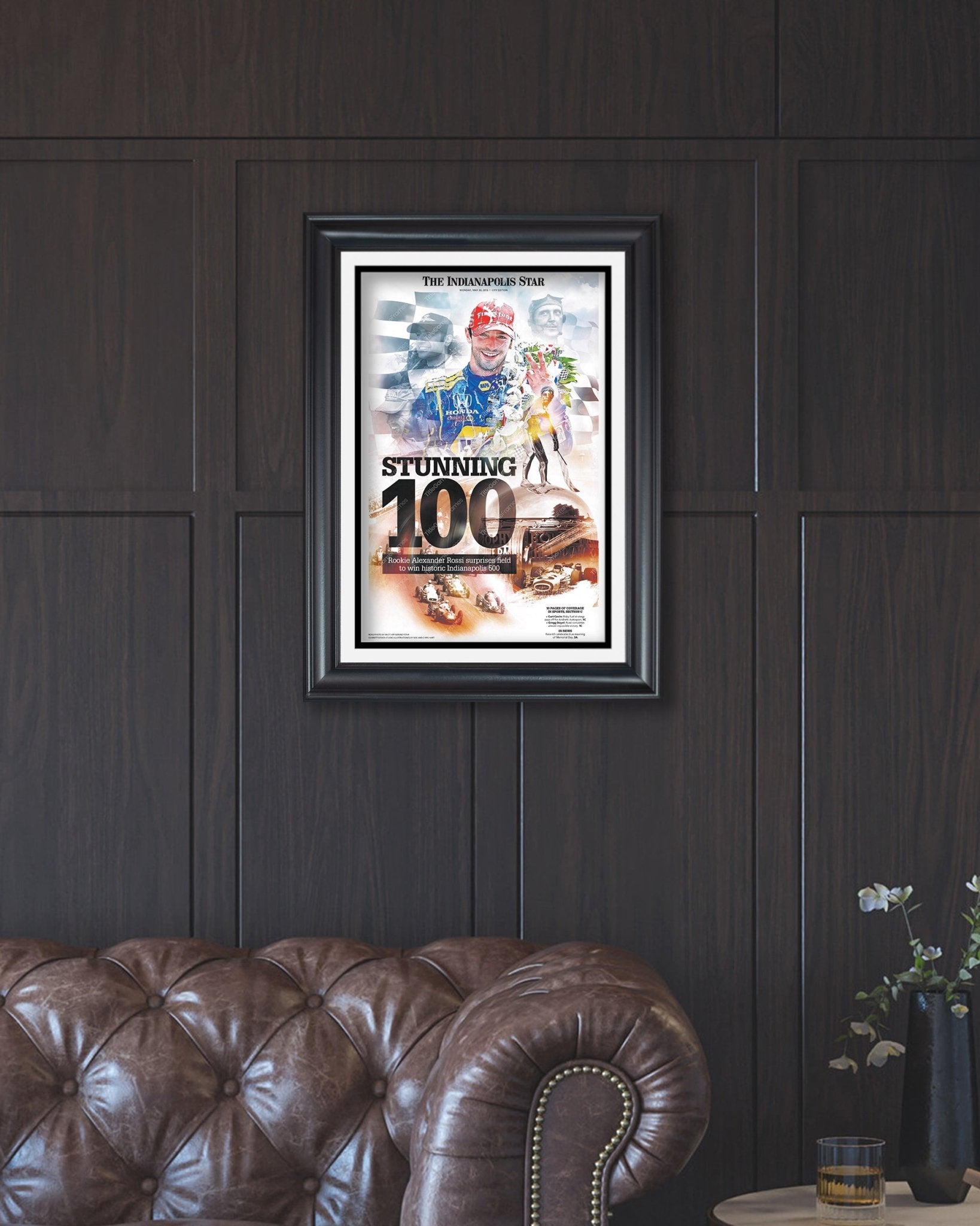 2016 Indy 500 100th Anniversary Edition Framed Front Page Newspaper Print - Title Game Frames