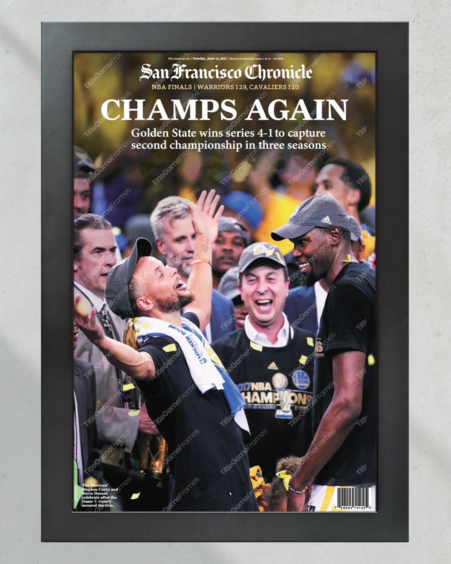2017 Golden State Warriors NBA Champions Framed Newspaper Front Page Print - Title Game Frames