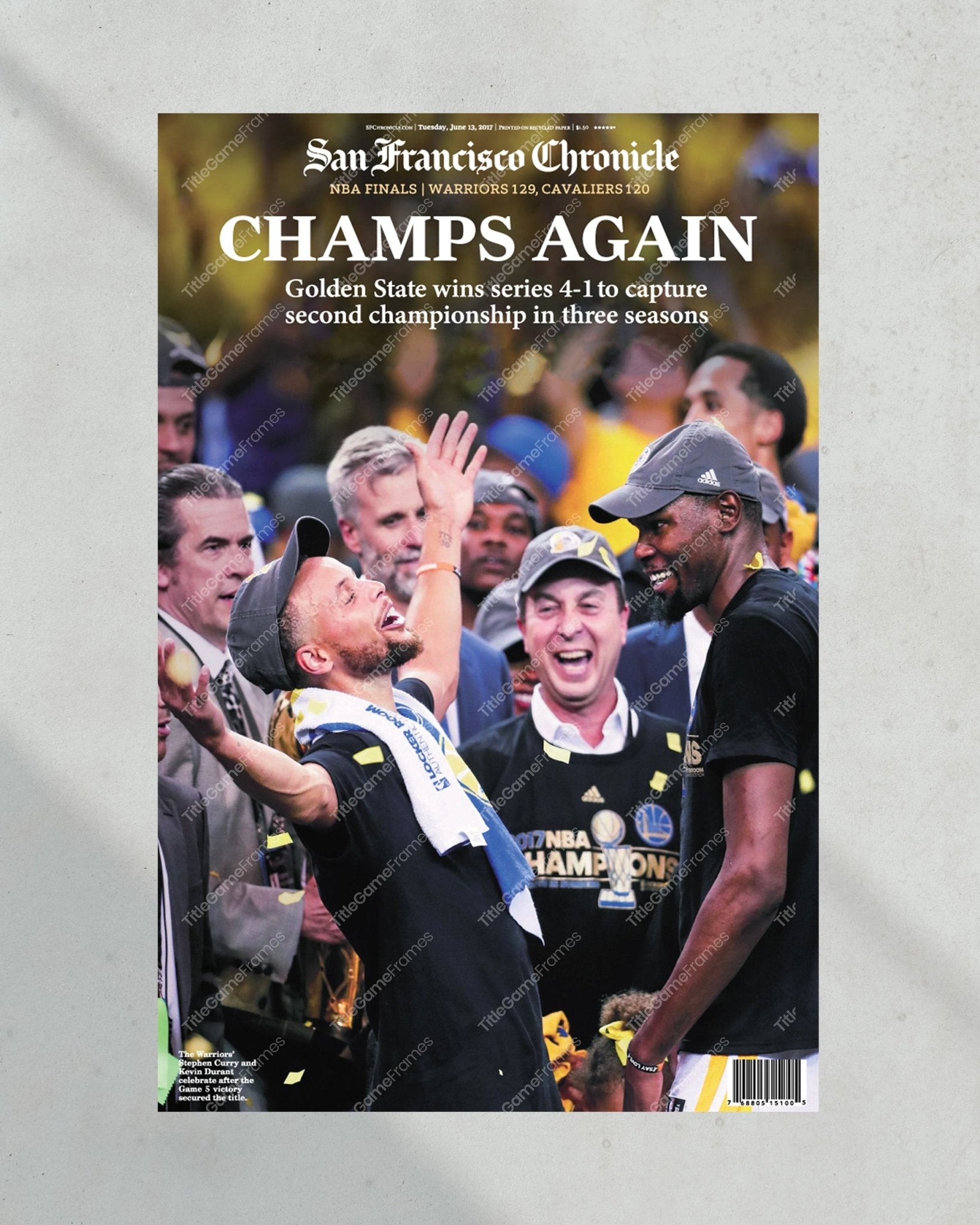 2017 Golden State Warriors NBA Champions Framed Newspaper Front Page Print - Title Game Frames