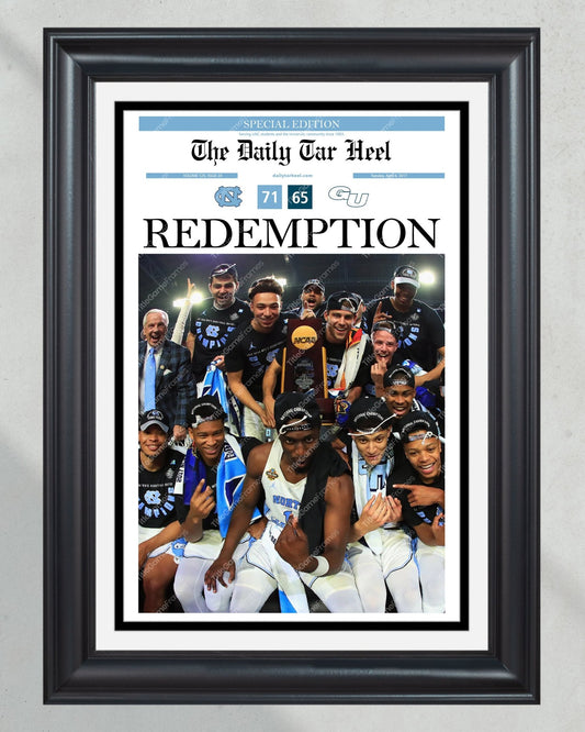 2017 North Carolina Tar Heels NCAA College Basketball Champions Framed Front Page Newspaper Print - Title Game Frames