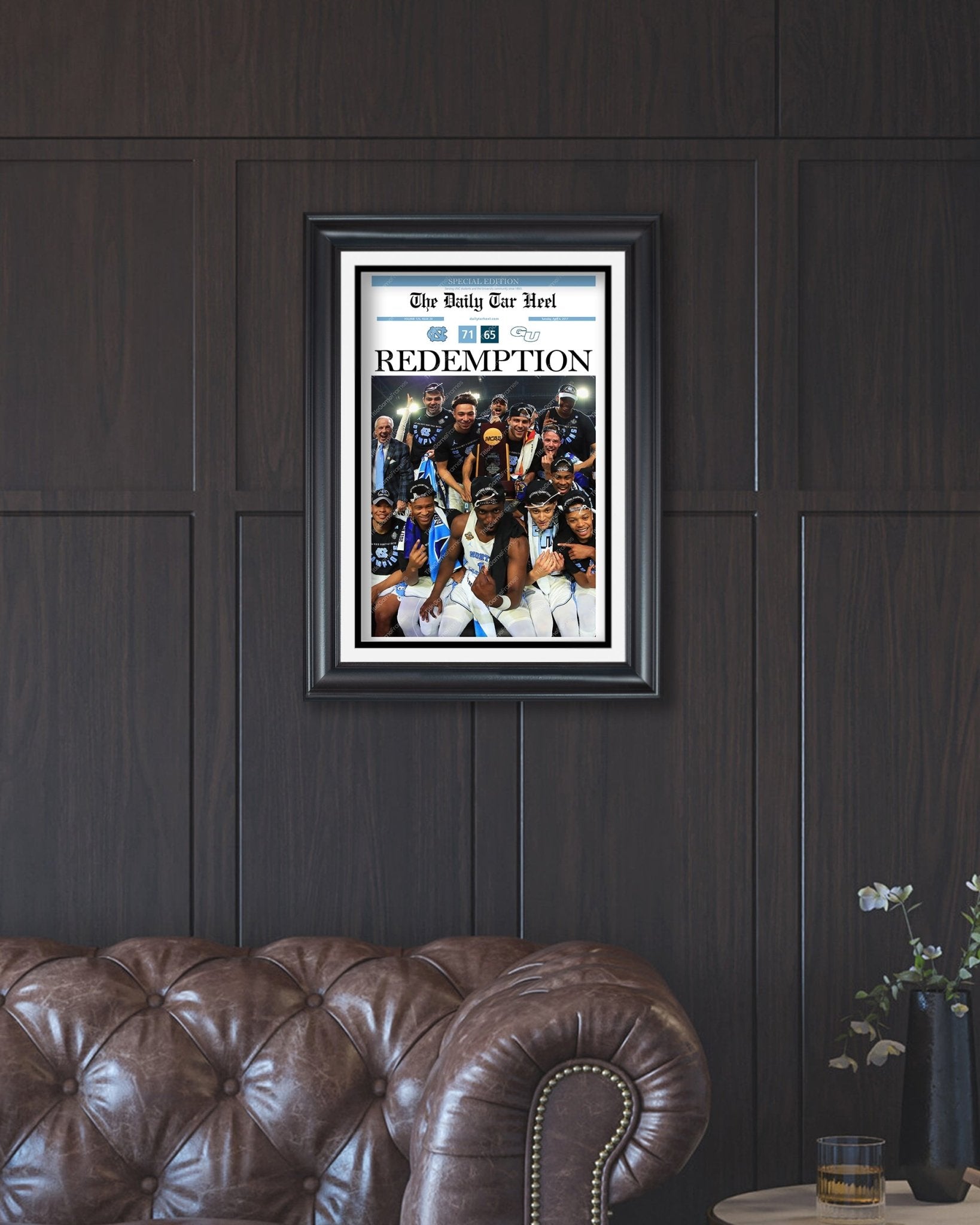 2017 North Carolina Tar Heels NCAA College Basketball Champions Framed Front Page Newspaper Print - Title Game Frames