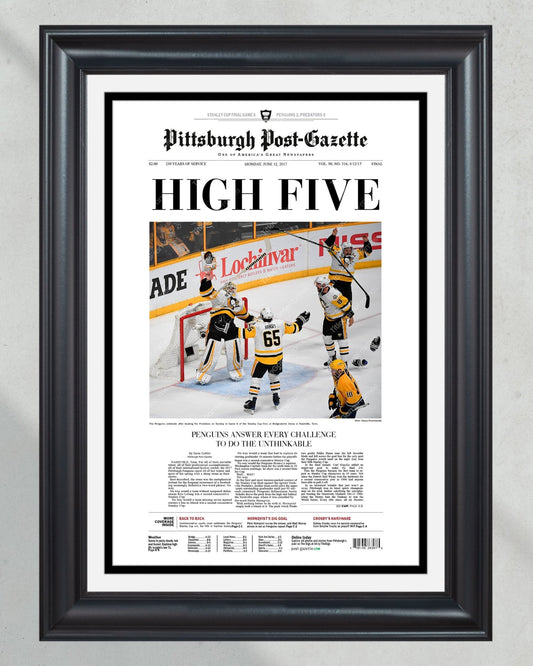 2017 Pittsburgh Penguins Stanley Cup Framed Newspaper - Title Game Frames