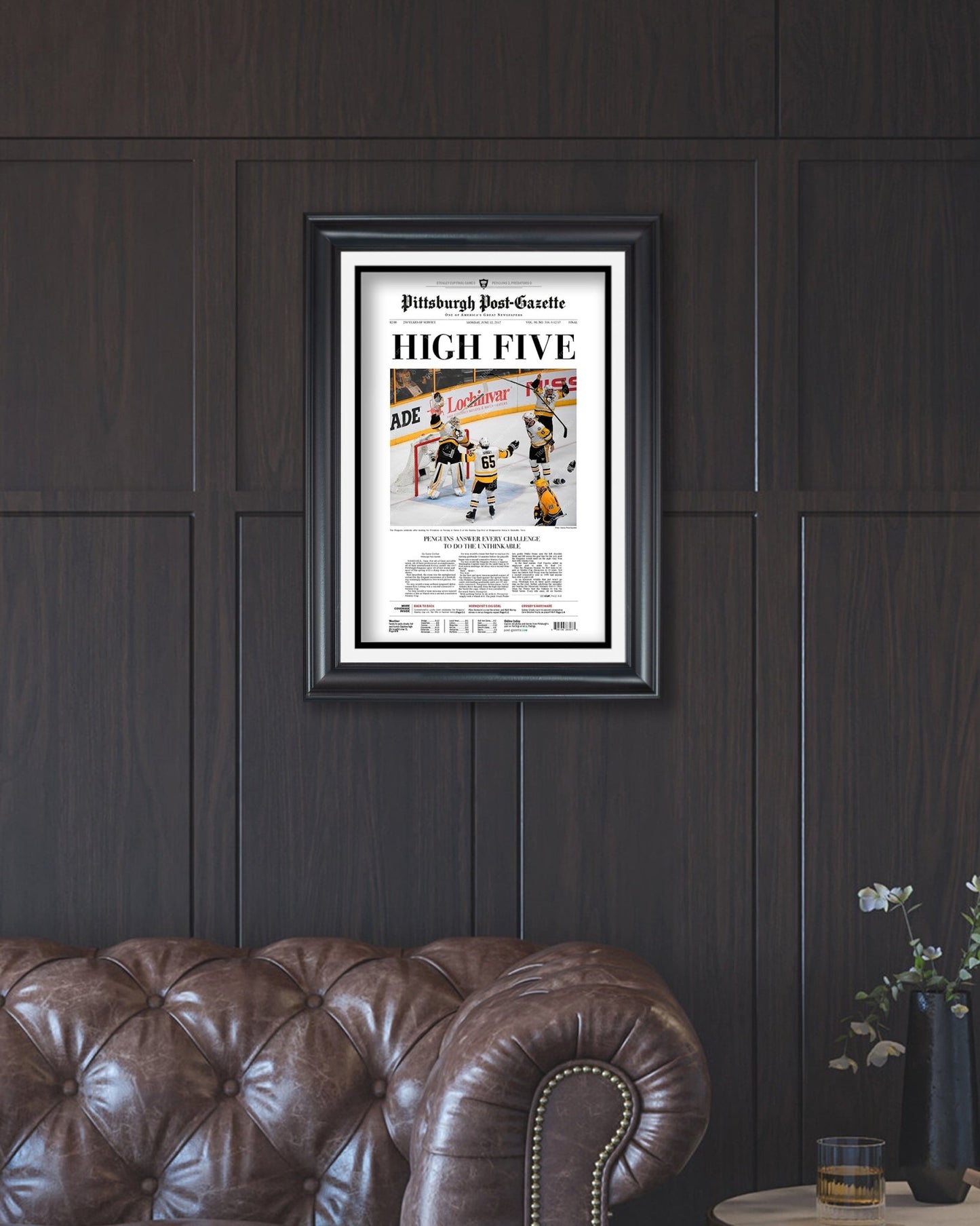 2017 Pittsburgh Penguins Stanley Cup Framed Newspaper - Title Game Frames