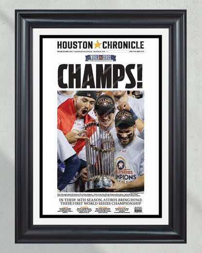 2017 World Series Houston Astros Framed Front Page Newspaper Print - Title Game Frames