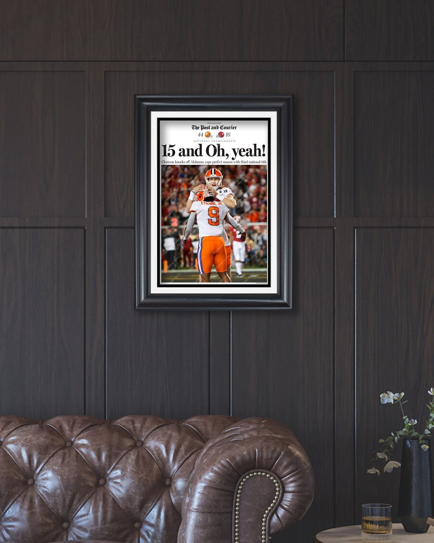 2018 Clemson Tigers NCAA College Football National Champions "15 and Oh, Yea!" Framed Front Page Newspaper Print - Title Game Frames