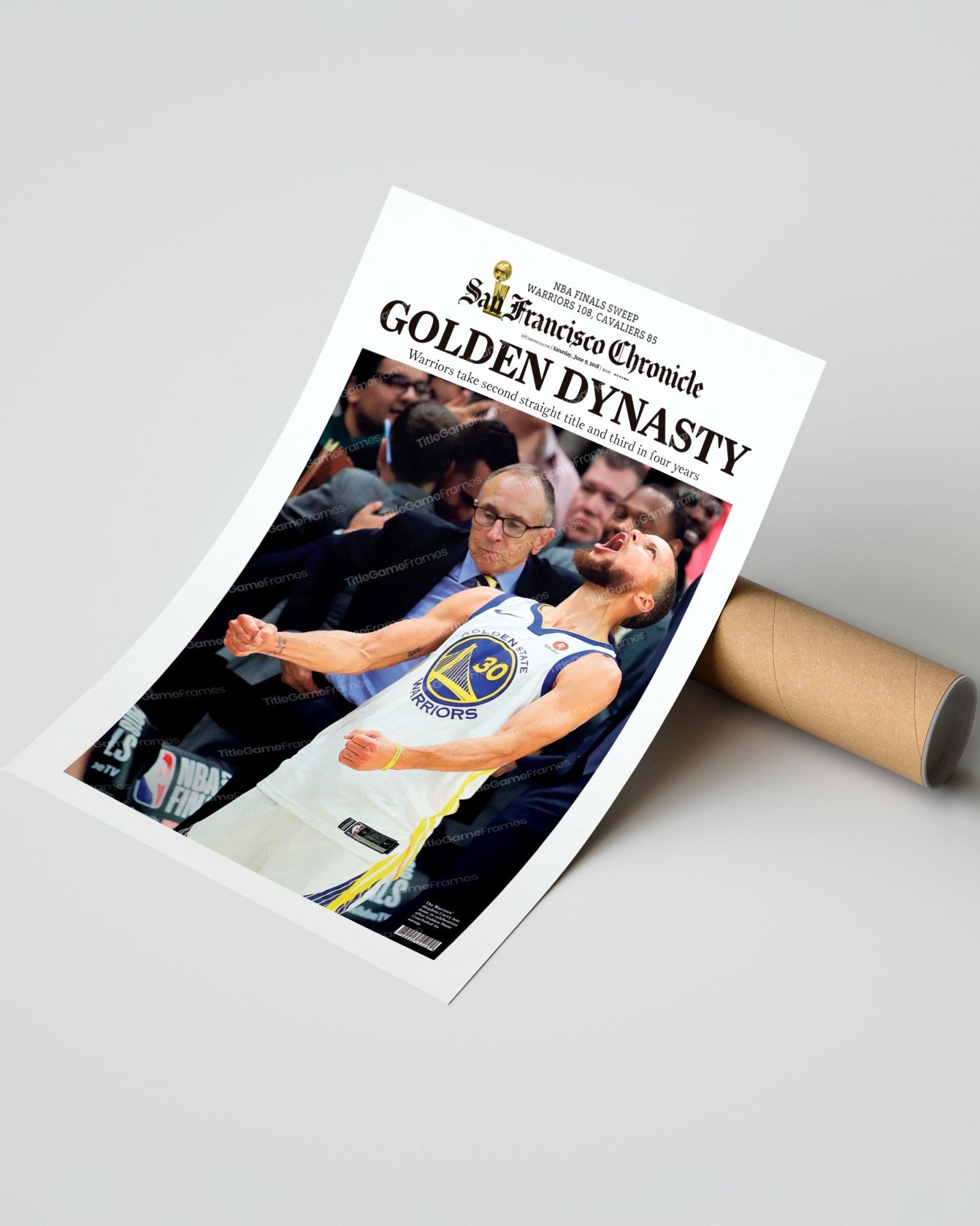 2018 Golden State Warriors NBA Champions Framed Newspaper Front Page Print Steph Curry - Title Game Frames