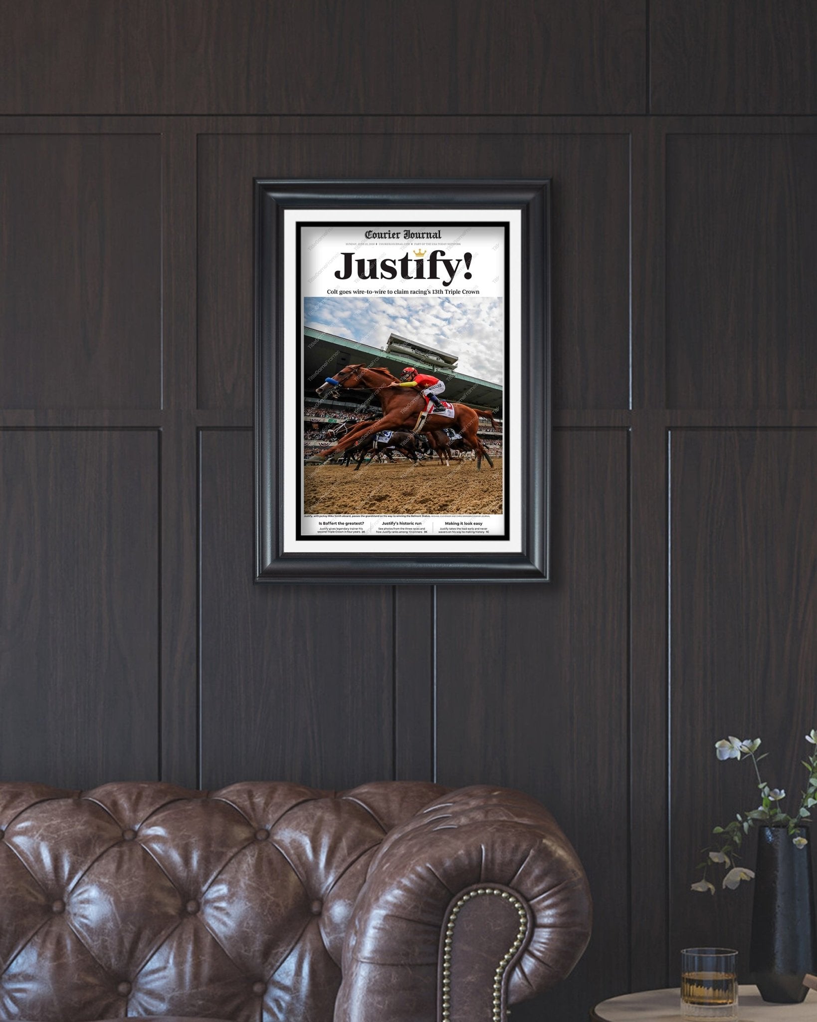 2018 Triple Crown Winner Justify Framed Front Page Newspaper Print - Title Game Frames