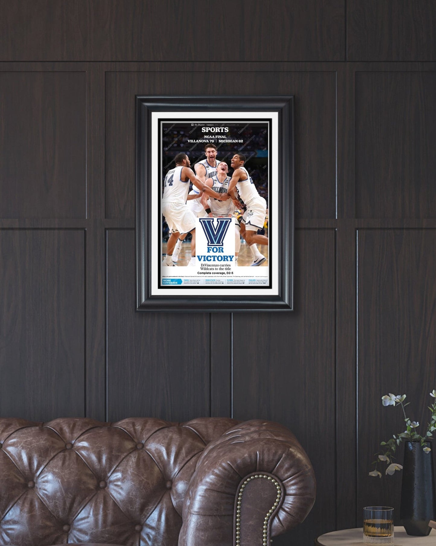 2018 Villanova Wildcats NCAA College Basketball Champions Framed Front Page Newspaper Print - Title Game Frames