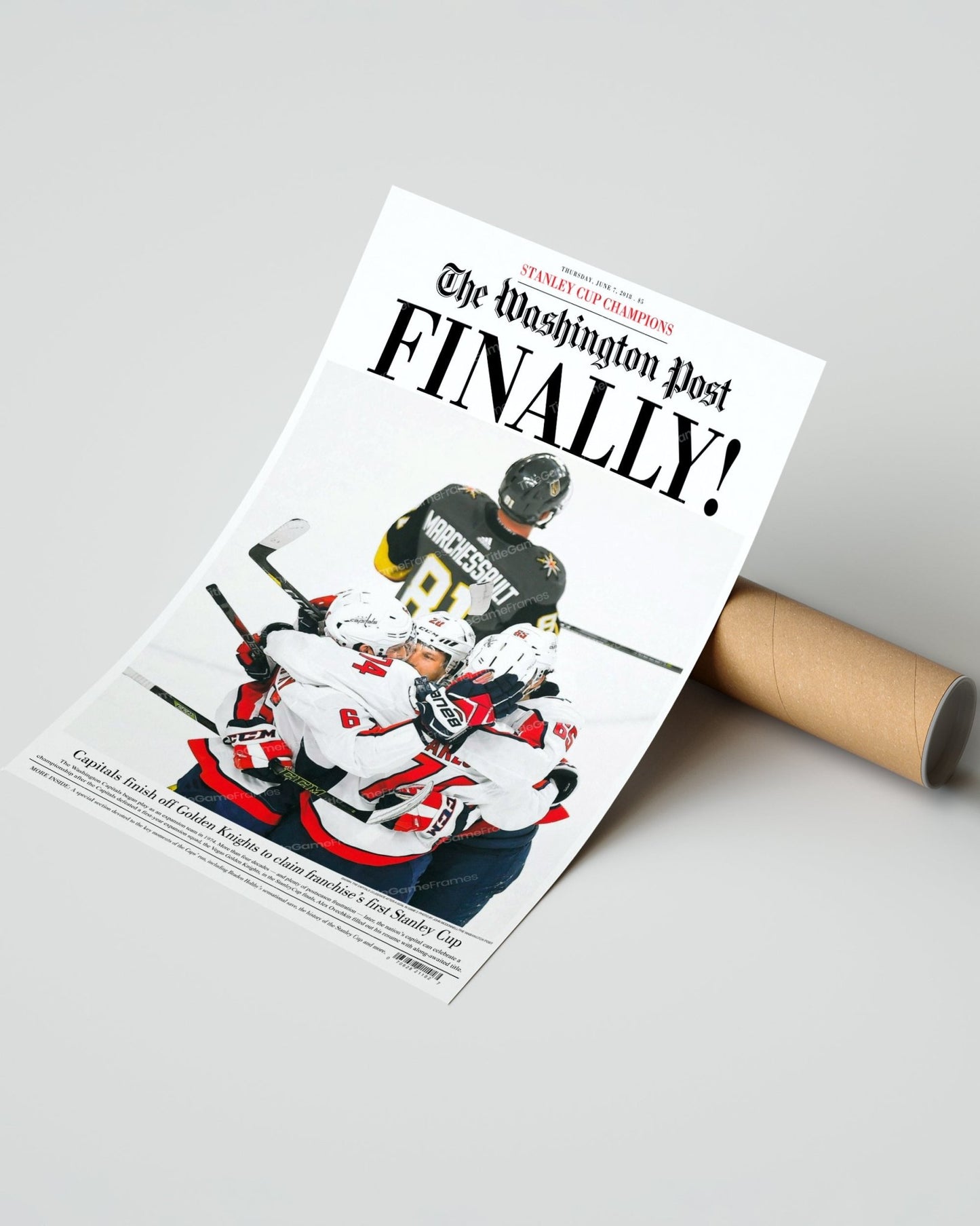 2018 Washington capitals Stanley Cup newspaper front page print - Title Game Frames