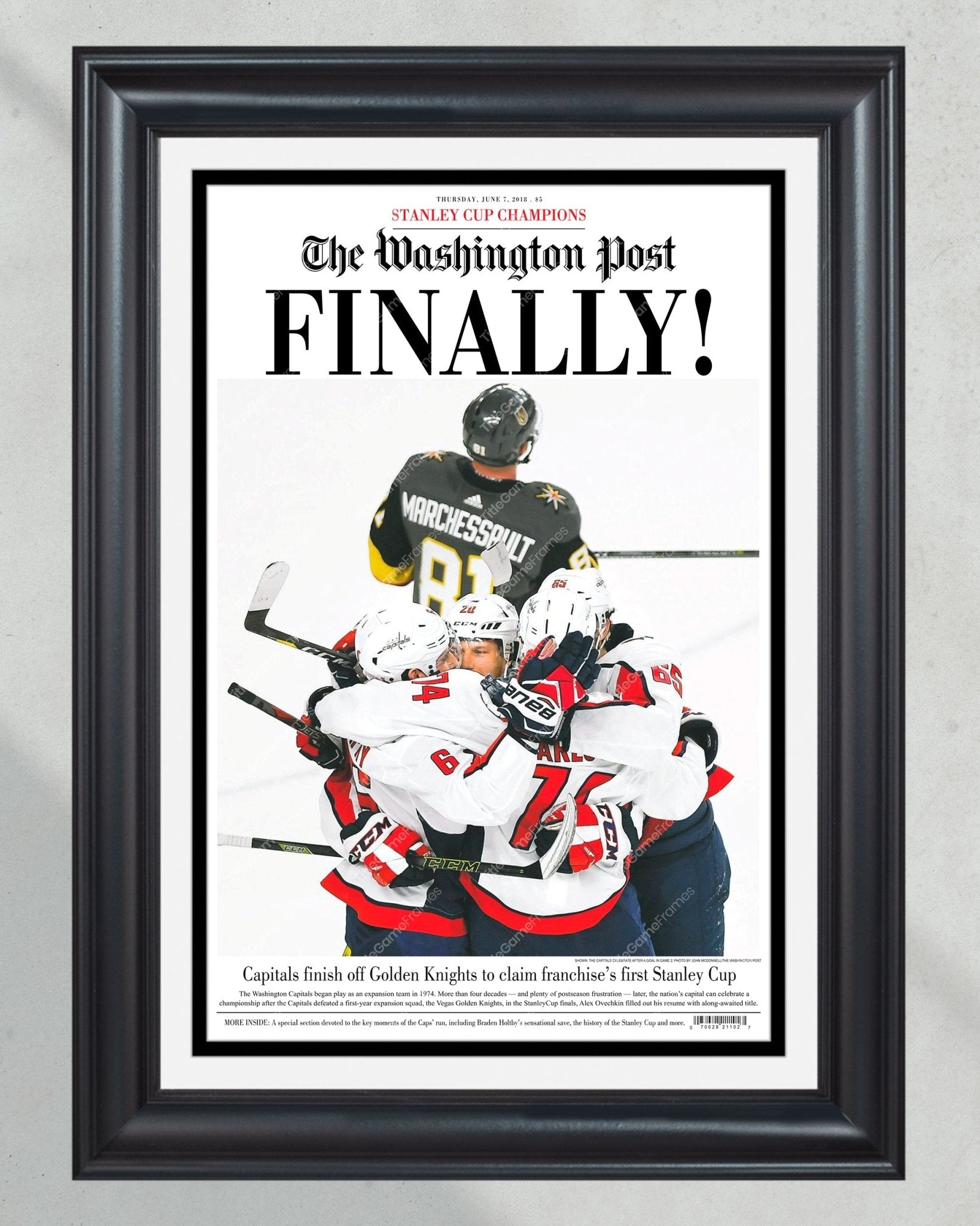 2018 Washington capitals Stanley Cup newspaper front page print - Title Game Frames