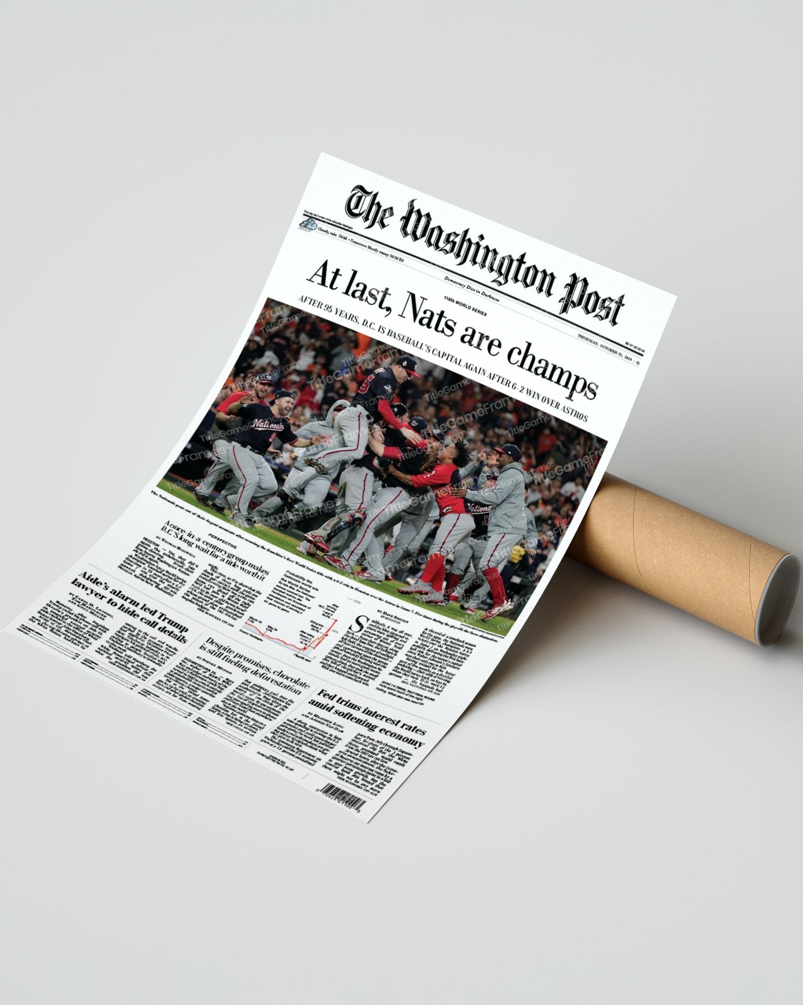 2019 Washington Nationals World Series Champions Washington Post Framed Print - Title Game Frames