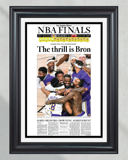 2020 Lakers Framed NBA Championship front page reprint Staples Center - Title Game Frames