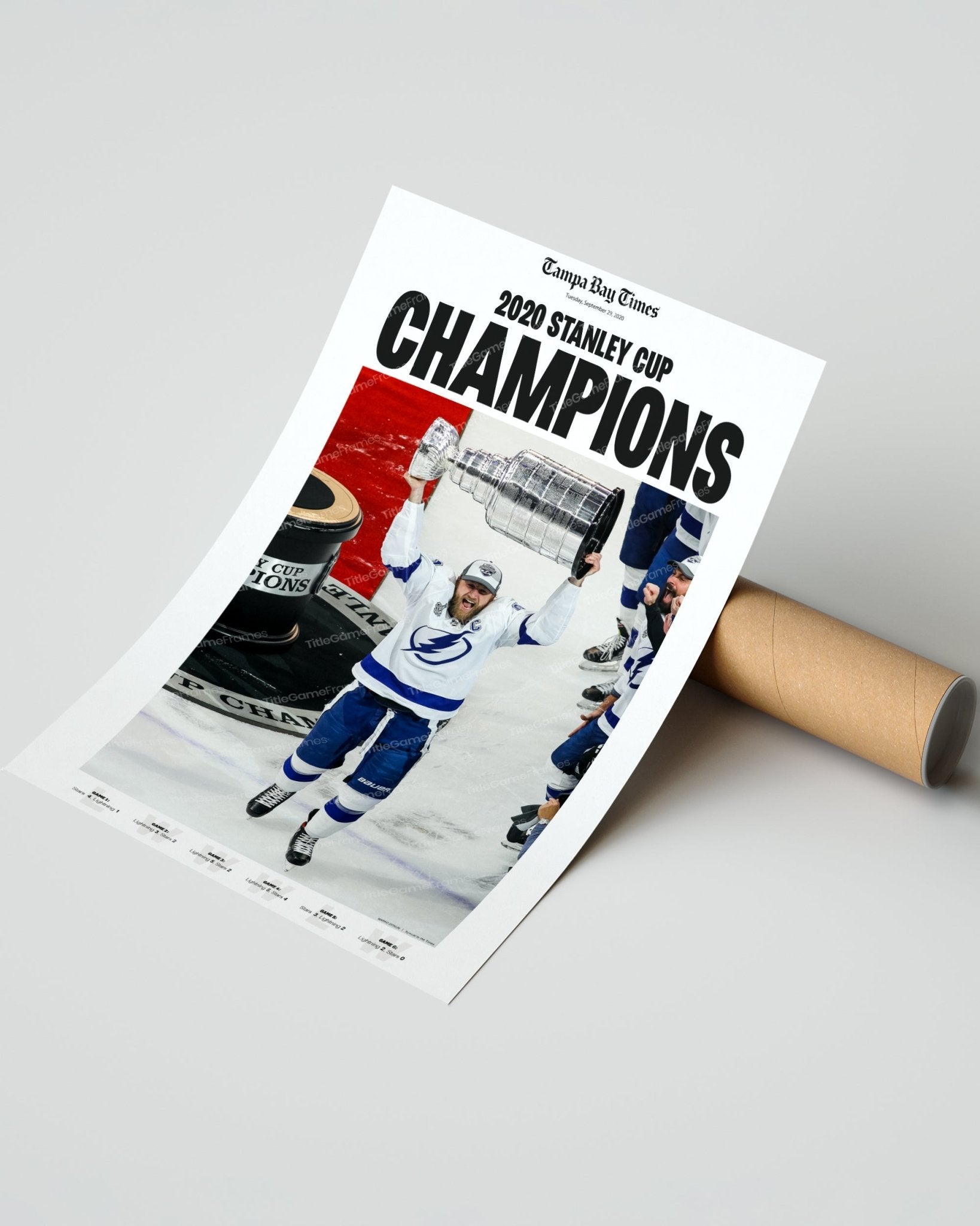 2020 Tampa Bay Lightning Stanley Cup Framed Print - Title Game Frames