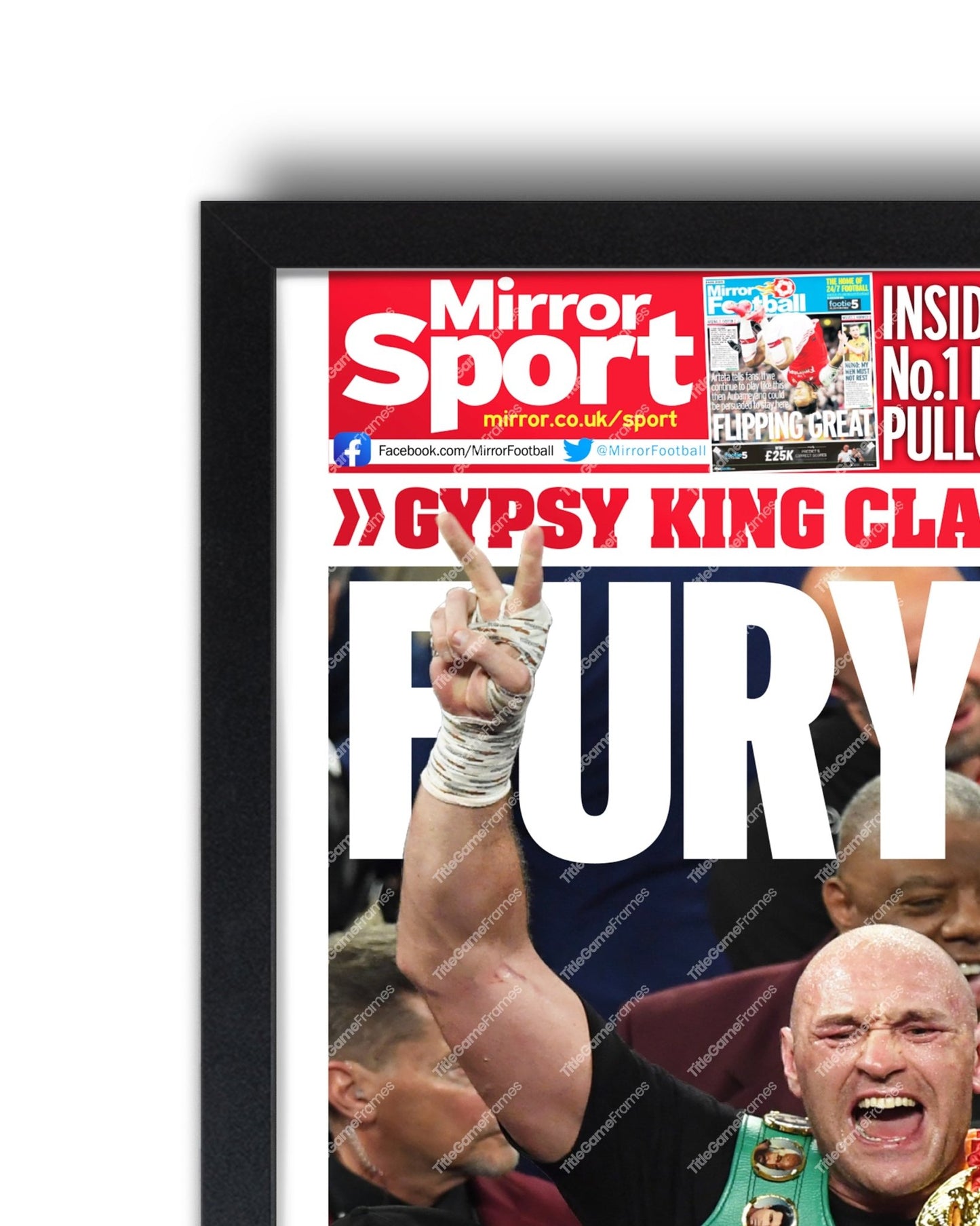 2020 Tyson Fury vs. Deontay Wilder Heavyweight Boxing Framed Front Page Newspaper Print - Title Game Frames