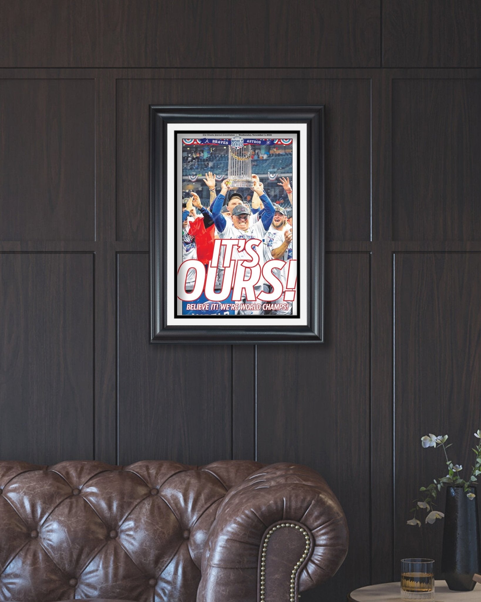 2021 Atlanta Braves “It’s Ours” World Series Champions Framed Front Page Newspaper Print - Title Game Frames