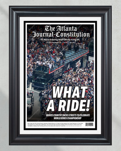 2021 Atlanta Braves Parade World Series Champions Framed Front Page Newspaper Print - Title Game Frames