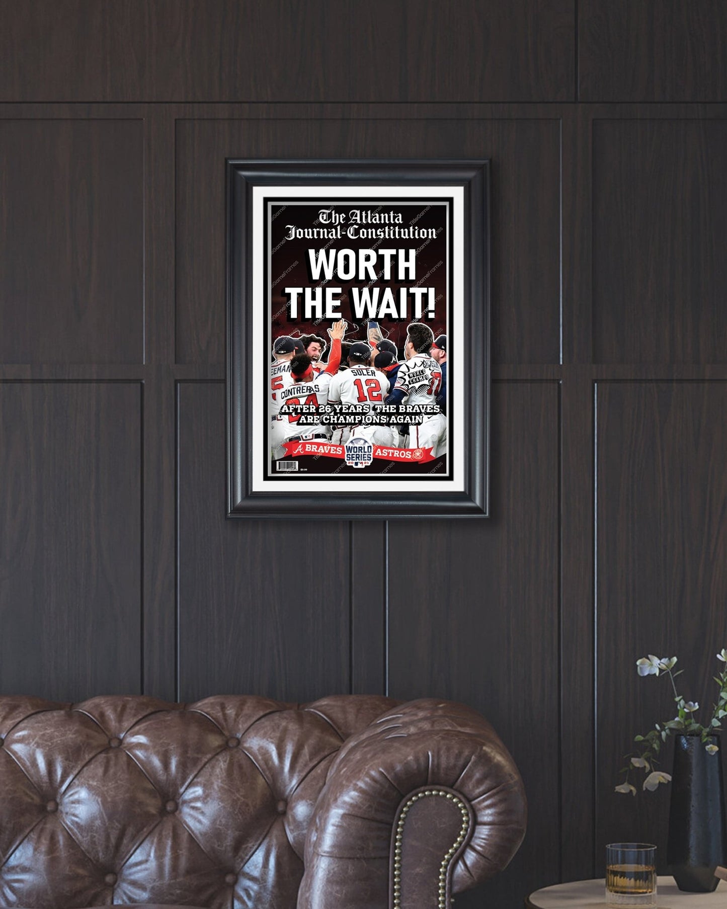 2021 Atlanta Braves “Worth the Wait” World Series Champions Framed Front Page Newspaper Print - Title Game Frames