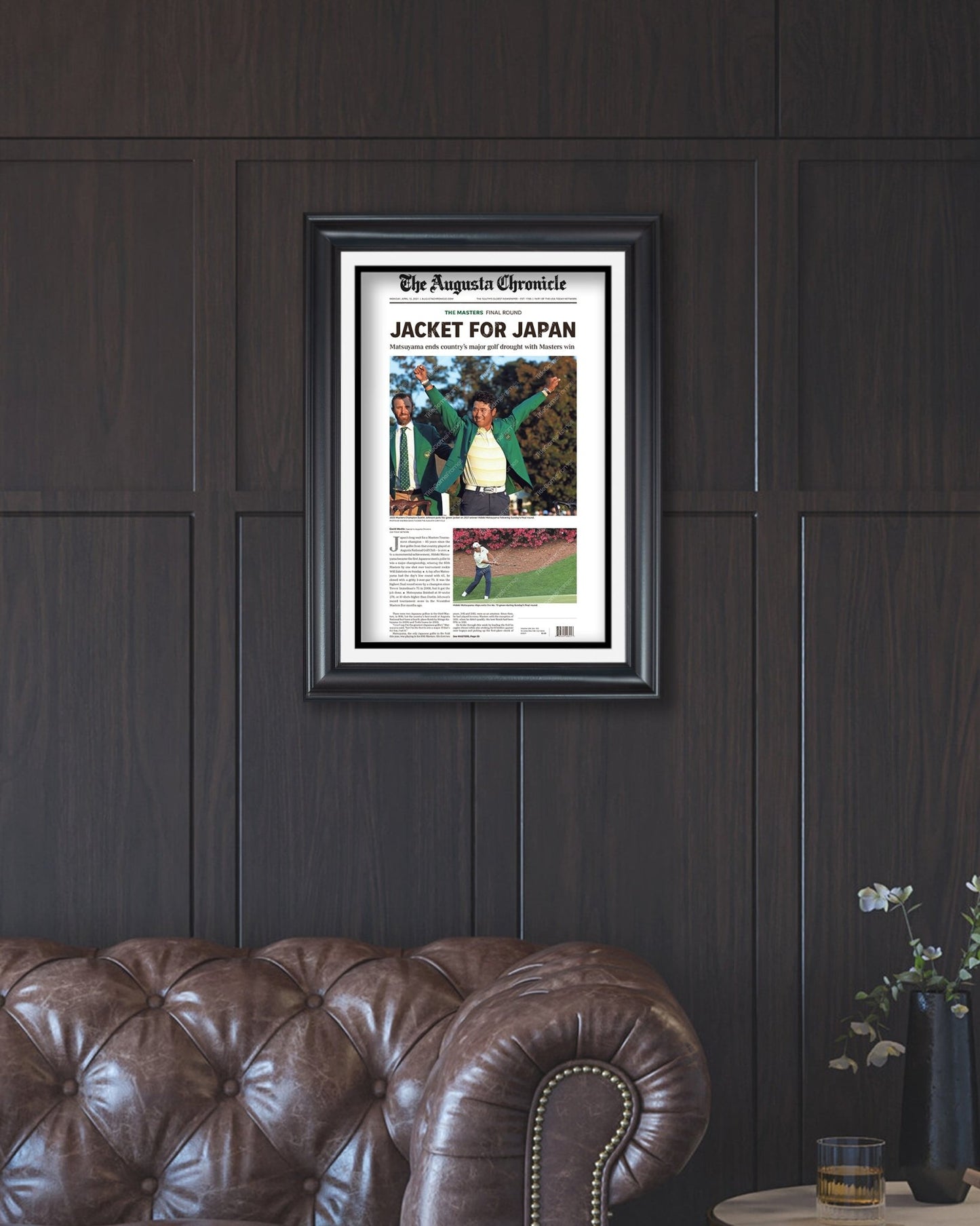 2021 Masters PGA Championship Framed Front Page Newspaper Print Hideki Matsuyama Japan - Title Game Frames