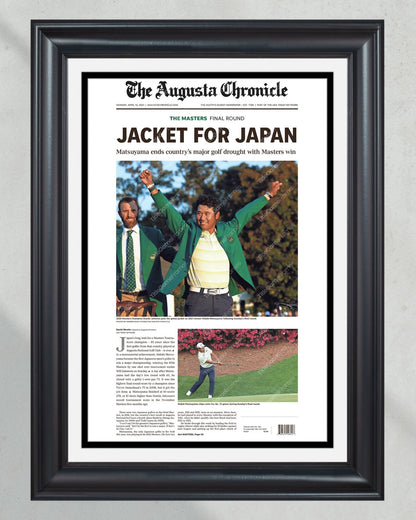 2021 Masters PGA Championship Framed Front Page Newspaper Print Hideki Matsuyama Japan - Title Game Frames