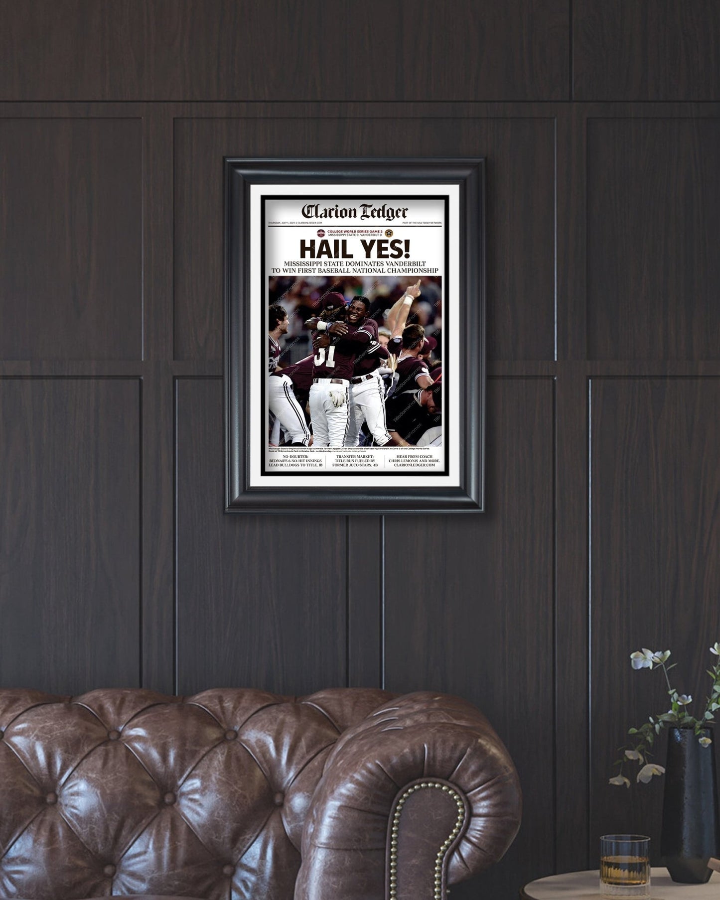 2021 Mississippi State Bulldogs College World Series Champion Framed Newspaper Front Page Print - Title Game Frames