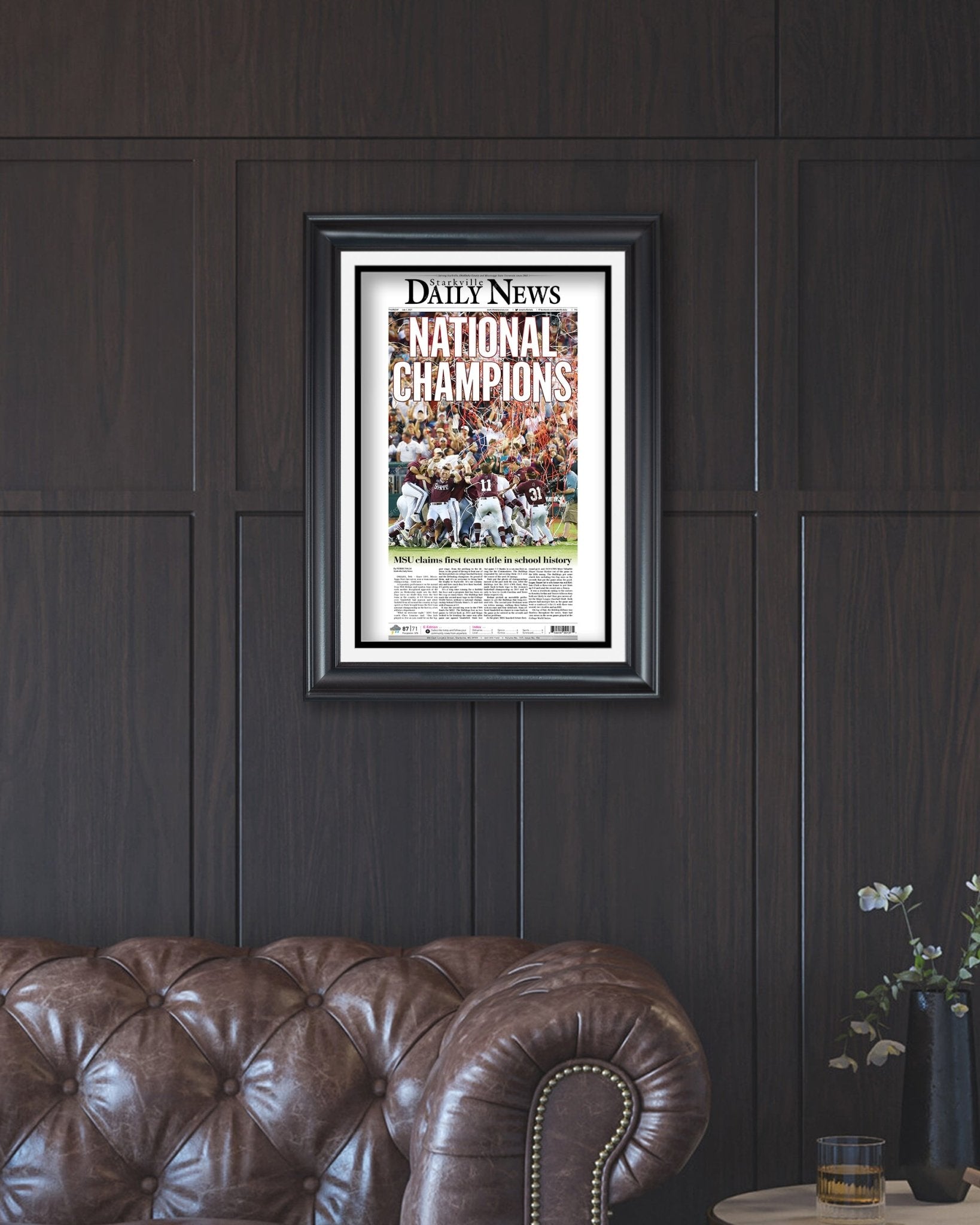 2021 Mississippi State College World Series Champions Framed Front Page Newspaper Print - Title Game Frames