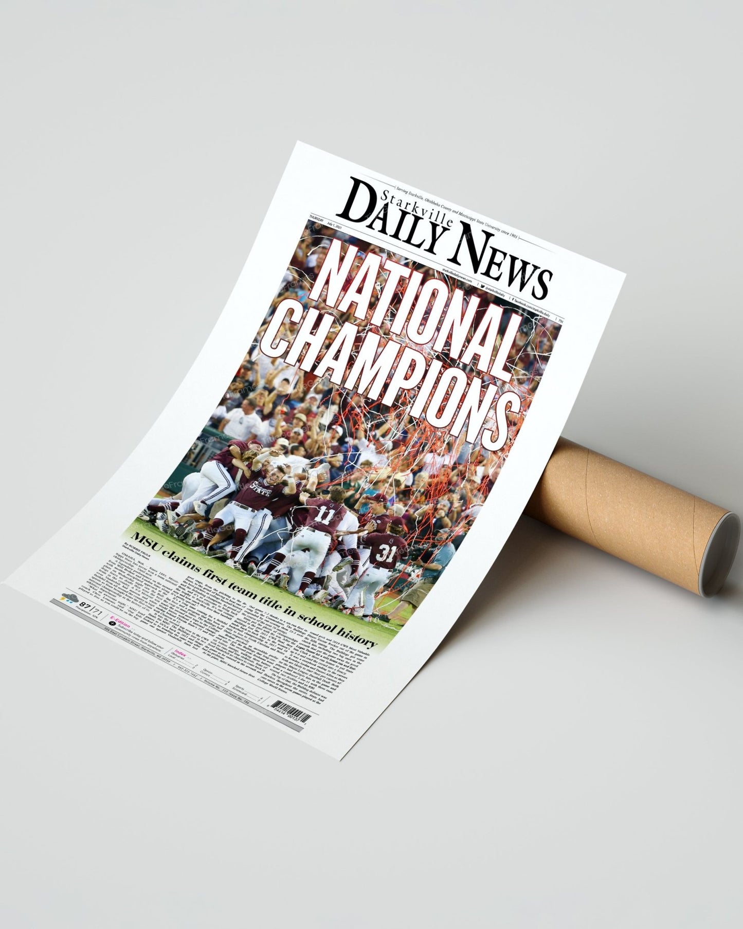 2021 Mississippi State College World Series Champions Framed Front Page Newspaper Print - Title Game Frames