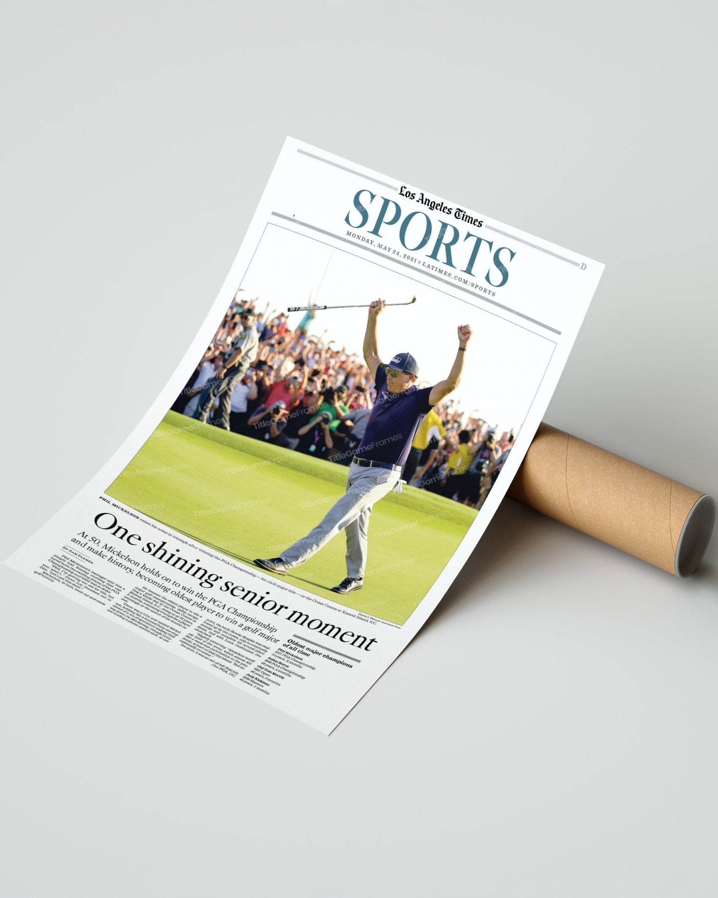 2021 Phil Mickelson PGA Championship Framed Newspaper Front Page Print - Title Game Frames