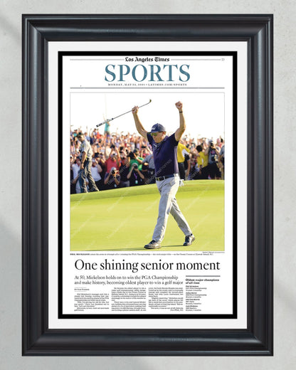 2021 Phil Mickelson PGA Championship Framed Newspaper Front Page Print - Title Game Frames