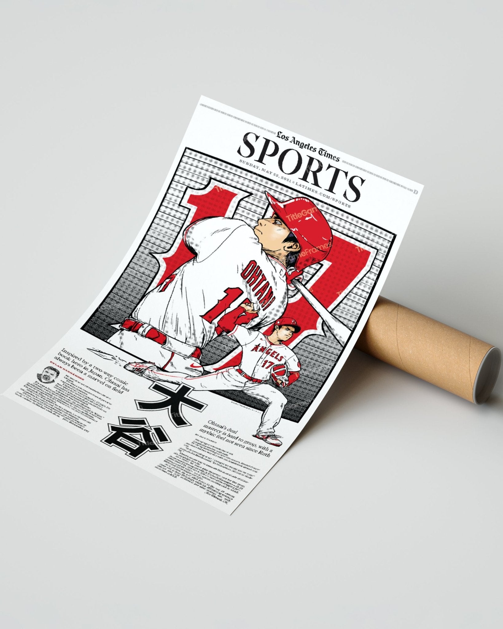 2021 Shohei Ohtani Los Angelos Angels LA Times Framed Front Page Newspaper Print - Title Game Frames