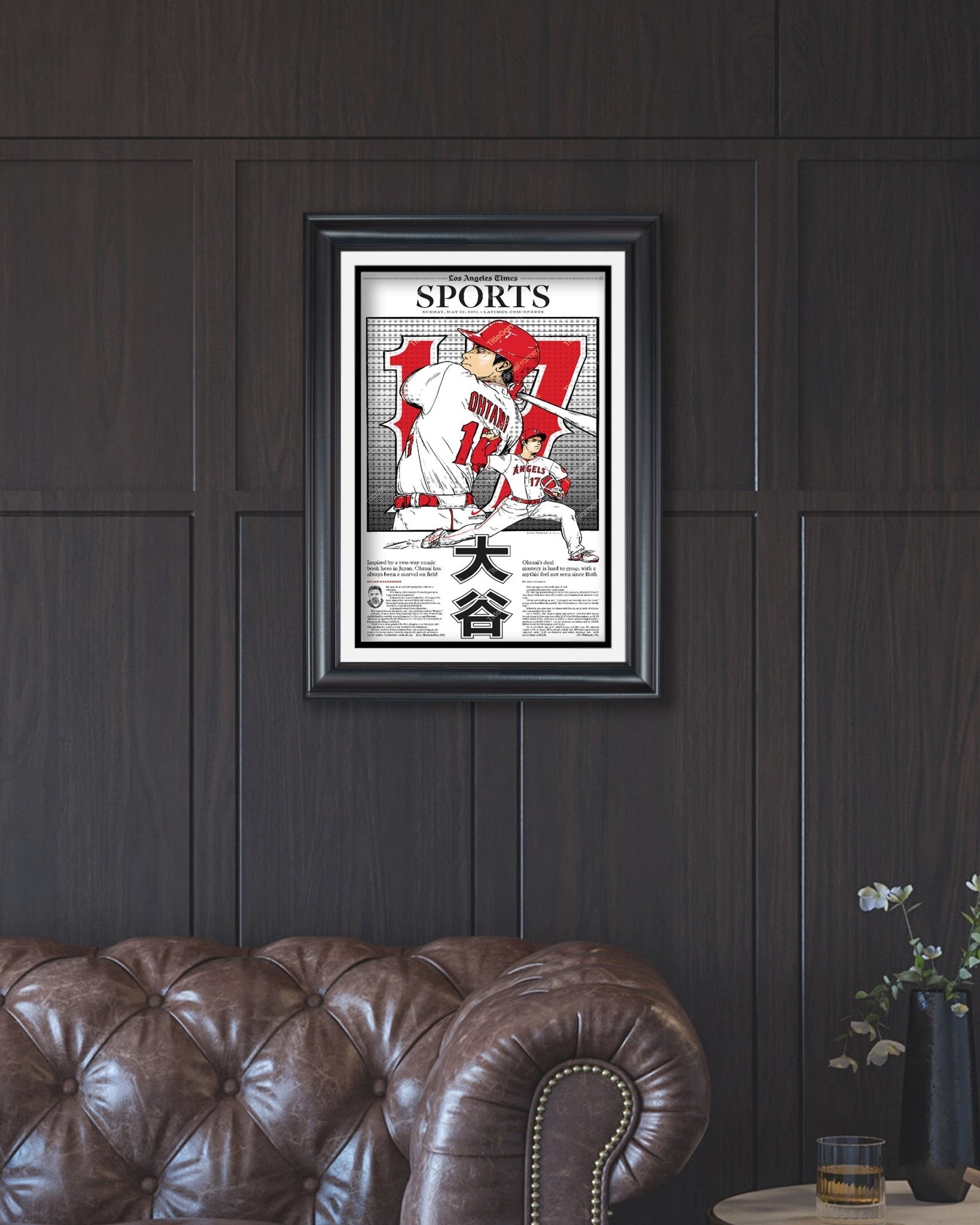 2021 Shohei Ohtani Los Angelos Angels LA Times Framed Front Page Newspaper Print - Title Game Frames