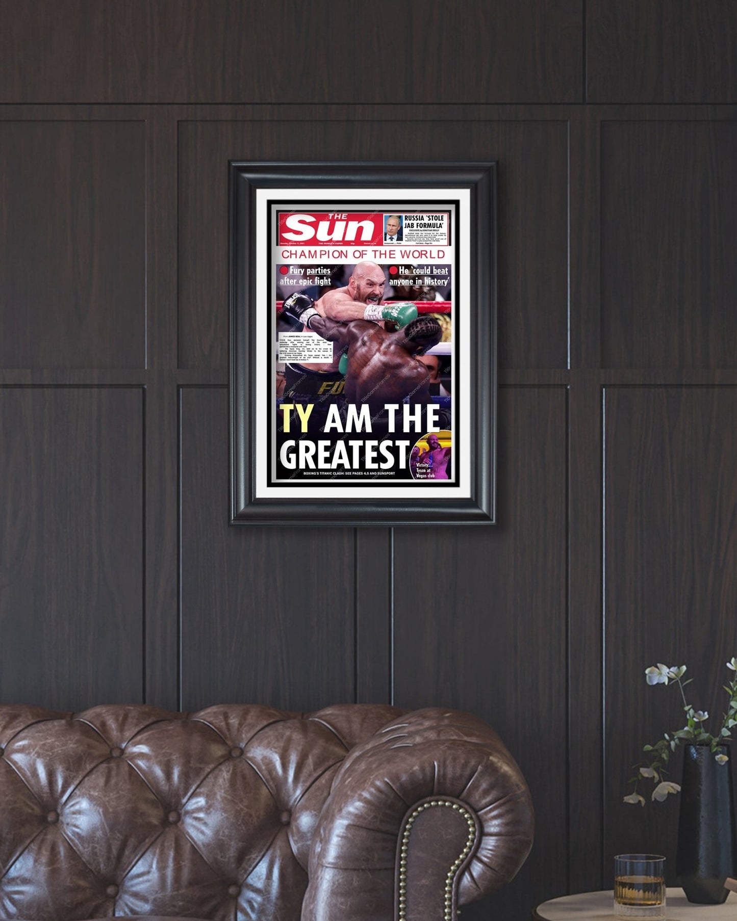 2021 Tyson Fury vs Deontay Wilder Heavyweight Boxing Framed Front Page Newspaper Print - Title Game Frames