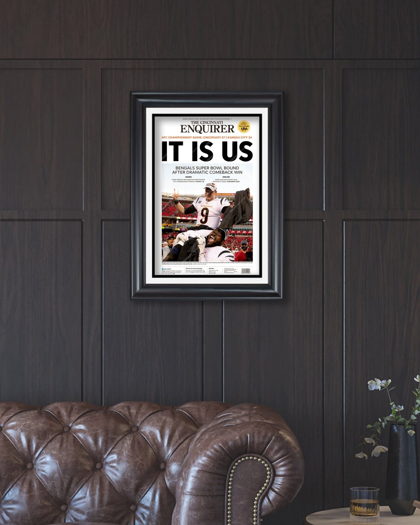 2022 Cincinnati Bengals “It Is Us” AFC Championship Game Framed Front Page Newspaper Print - Title Game Frames