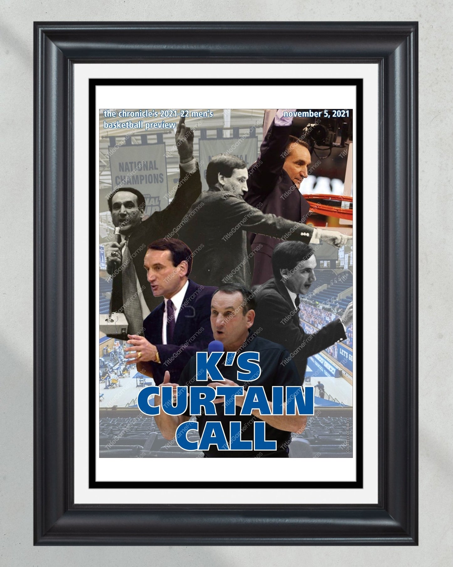 2022 Duke Blue Devils Coach K Farewell Tour Framed Front Page Newspaper Print - Title Game Frames