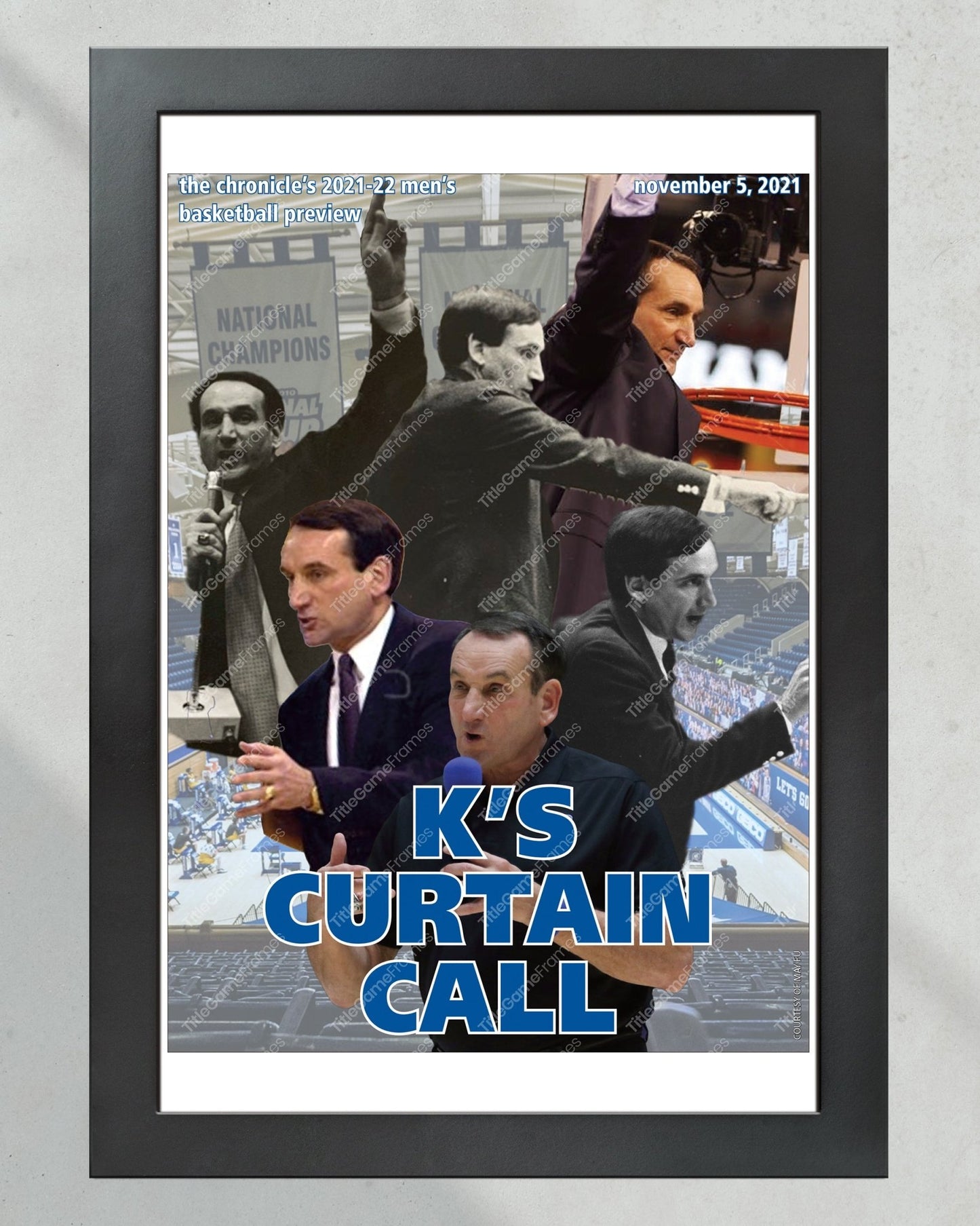 2022 Duke Blue Devils Coach K Farewell Tour Framed Front Page Newspaper Print - Title Game Frames