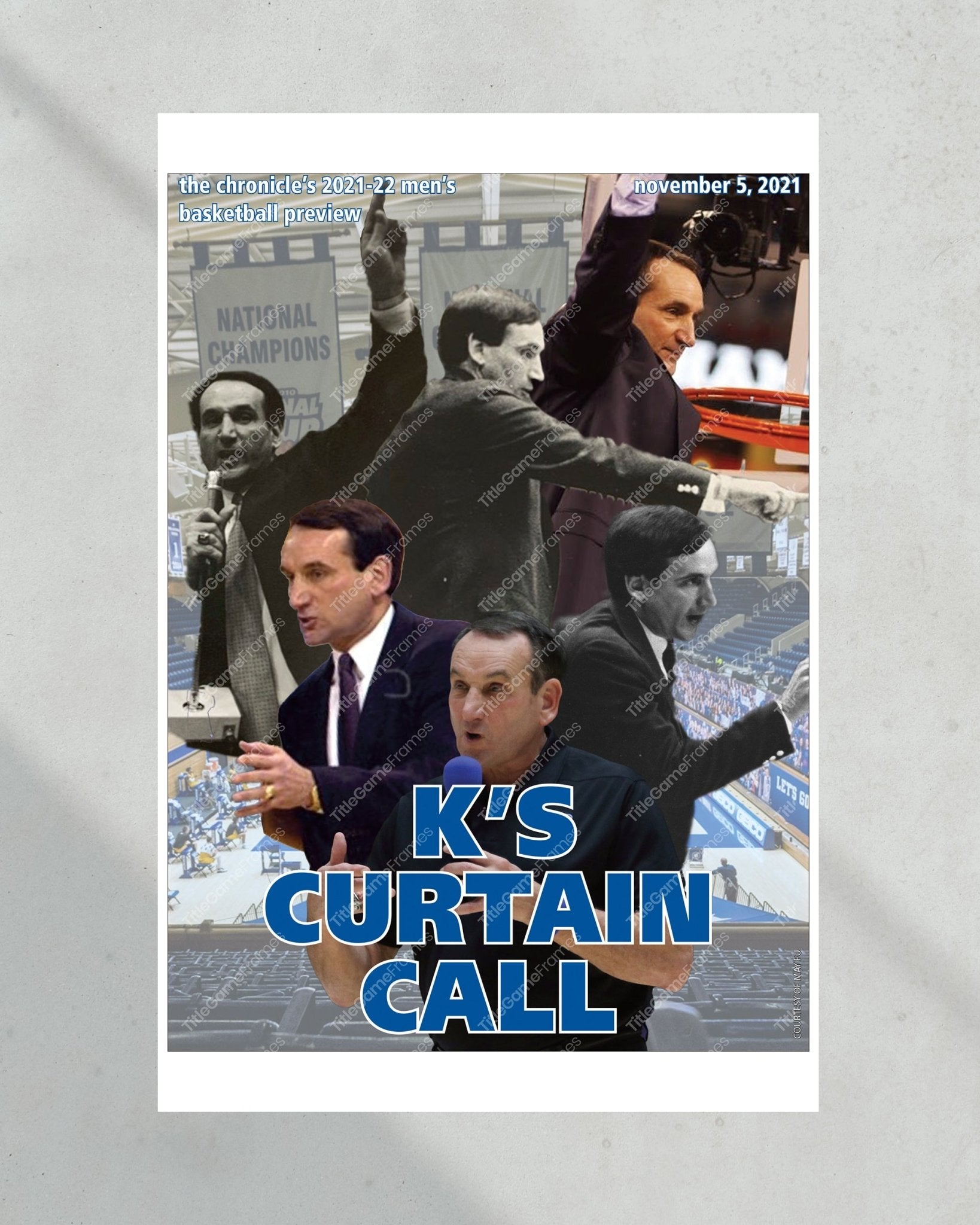 2022 Duke Blue Devils Coach K Farewell Tour Framed Front Page Newspaper Print - Title Game Frames